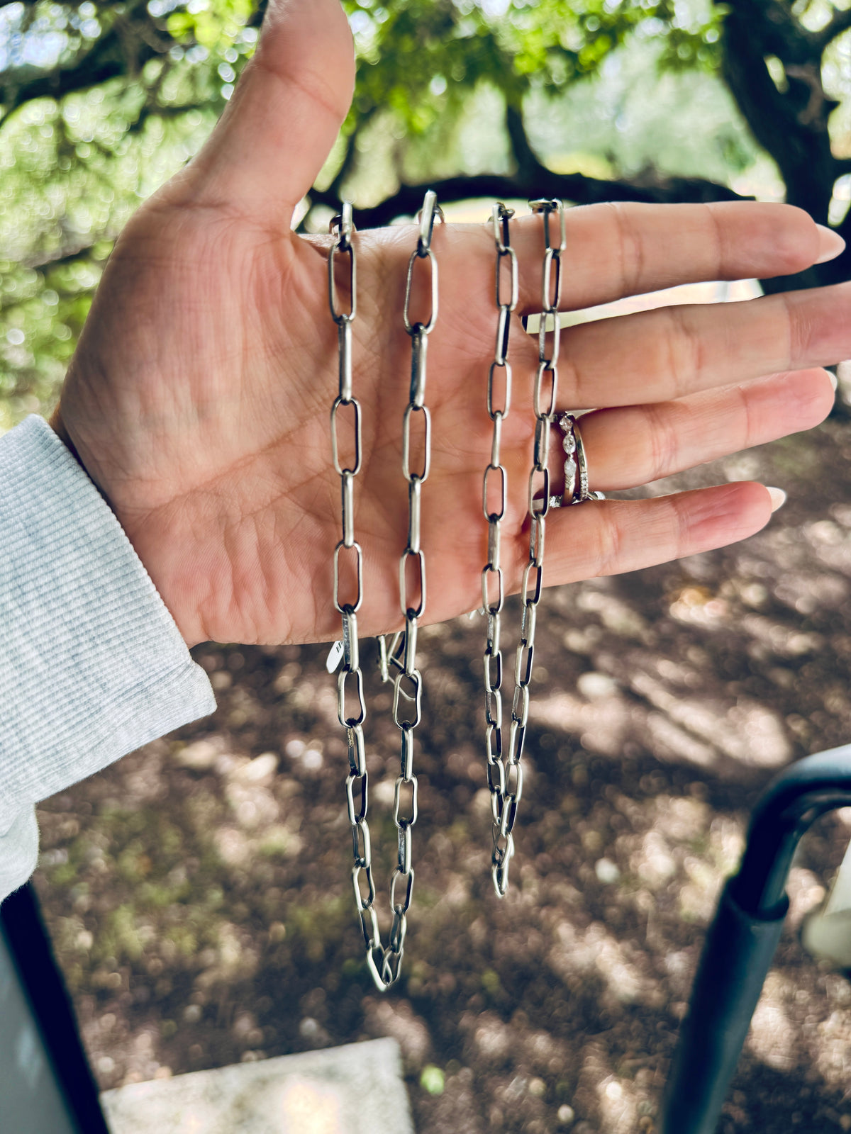 Handmade sterling paperclip thicker 24"