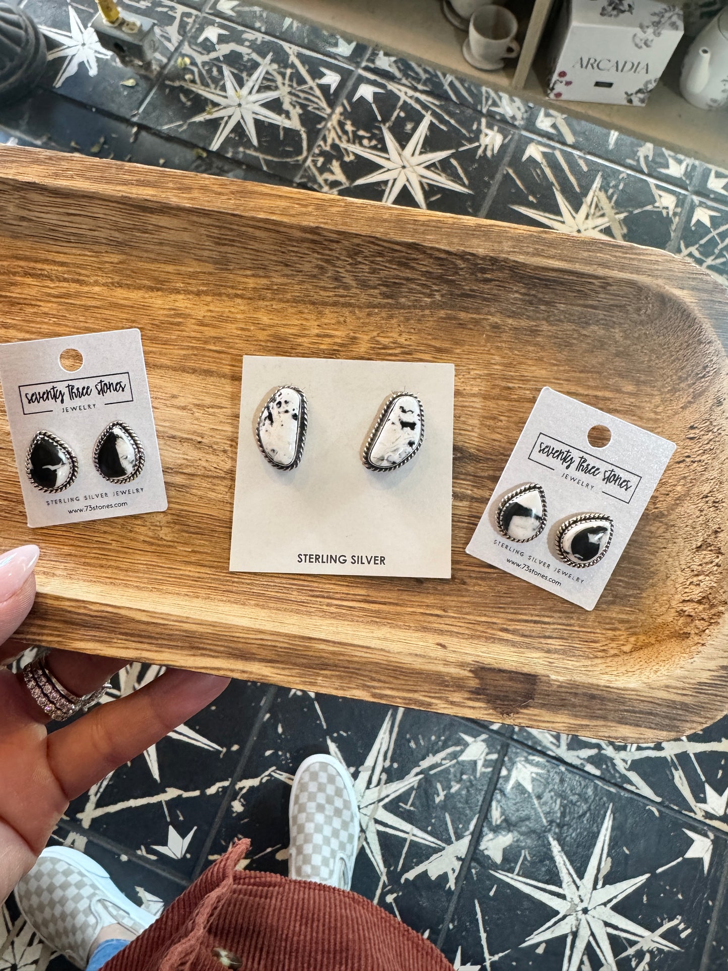 White Buffalo Earrings teardrop 2