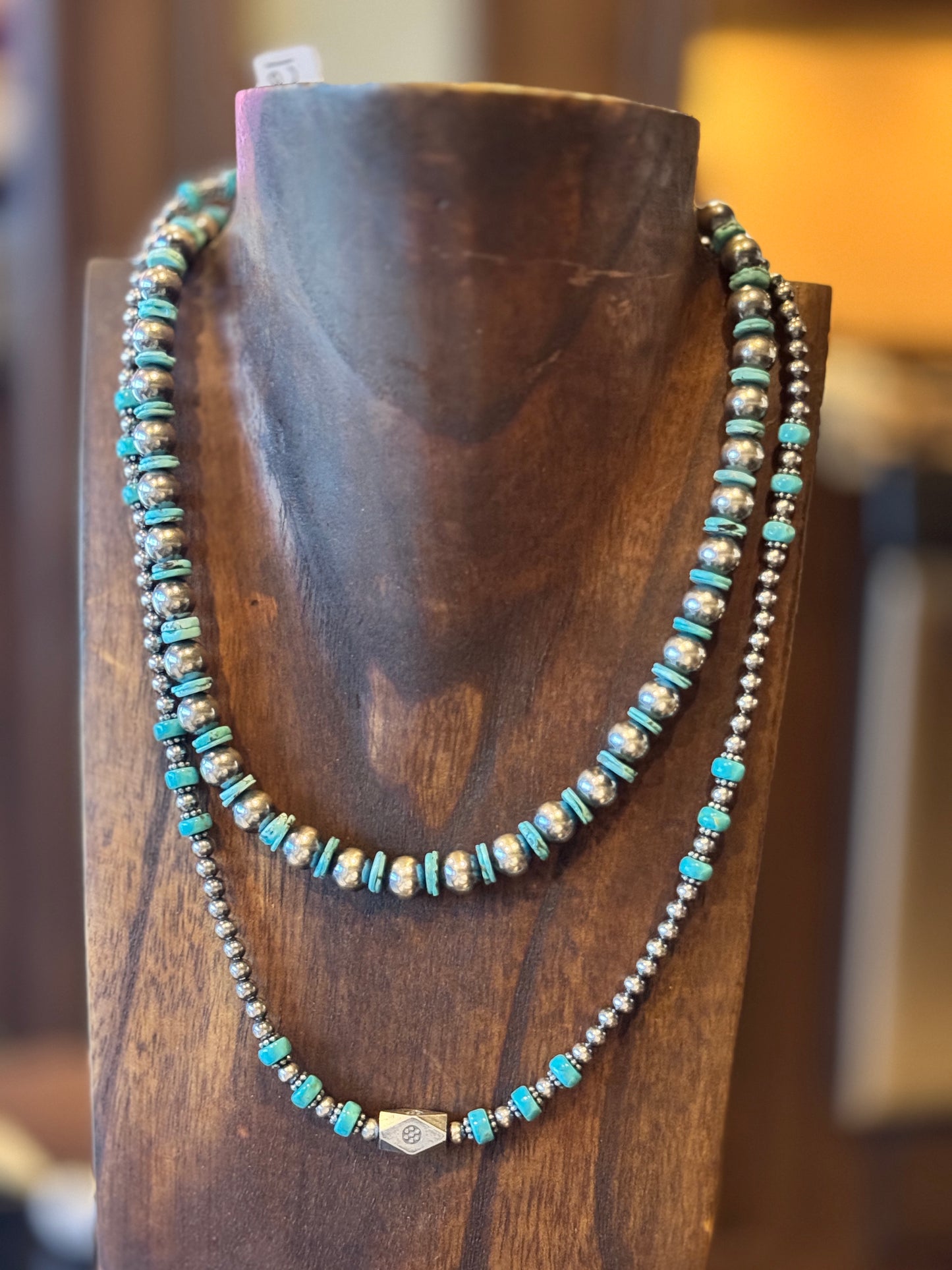 8mm + Turquoise 15”-17" necklace