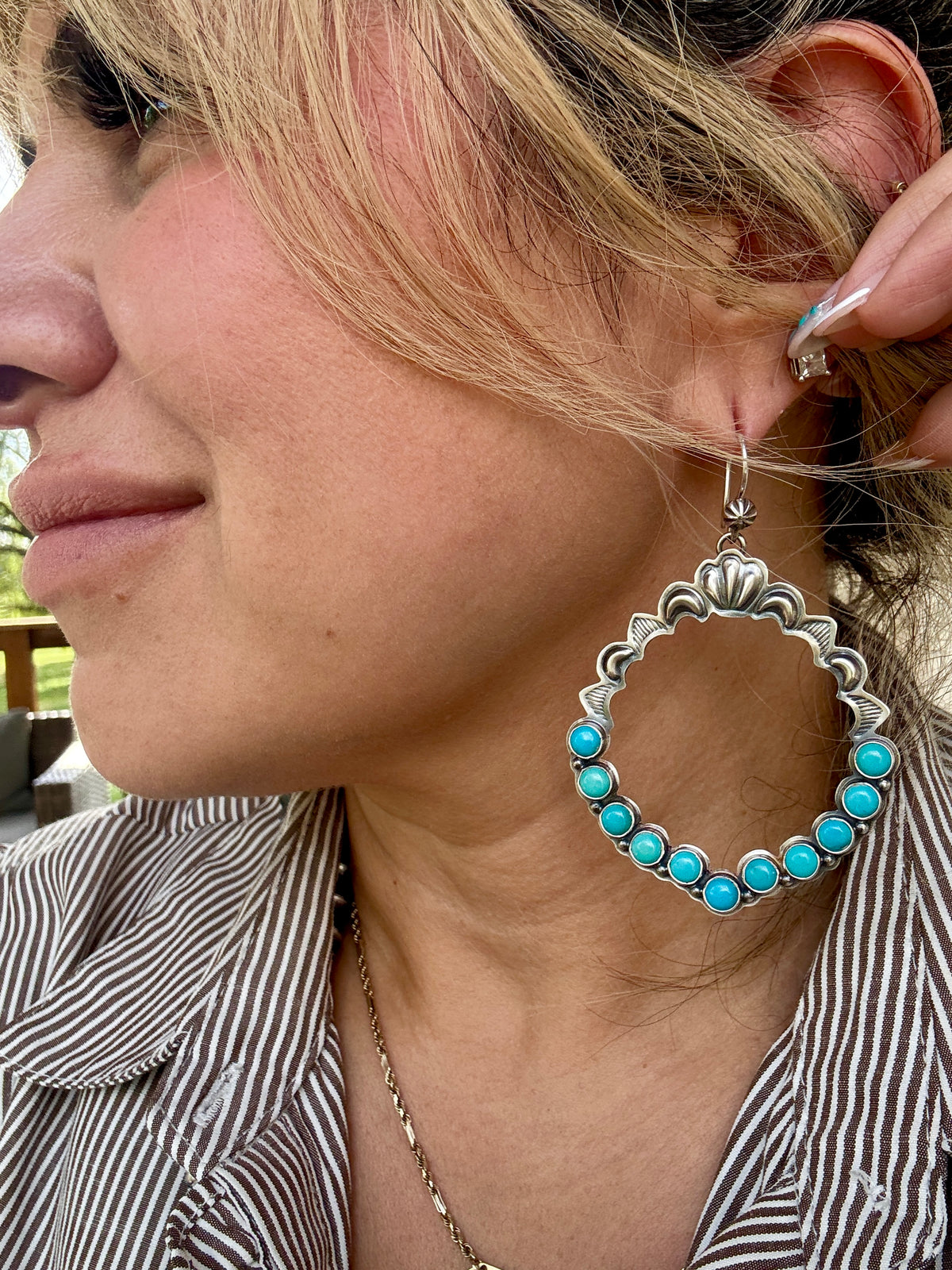 Kingman Hoop Dangle Earrings, Annie Hoskie