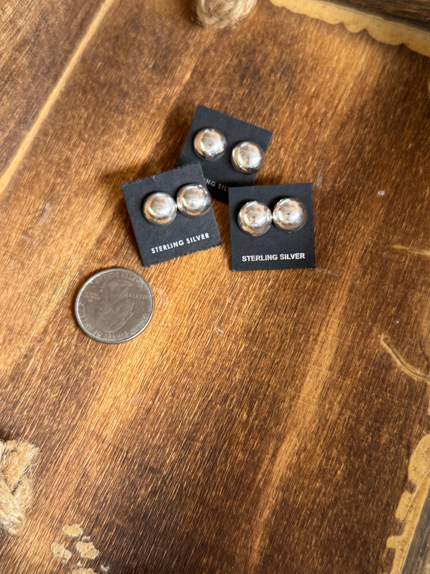 10mm Sterling Silver Half Dome Studs - Native Handmade by Shem Hale