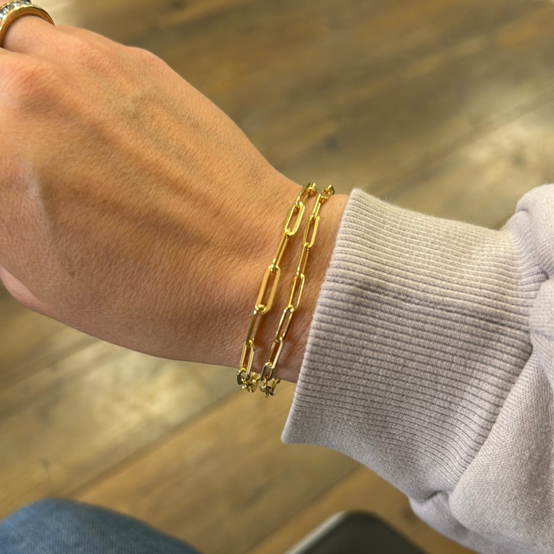 Paper Clip Bracelet B 18karat gold over Sterling Silver