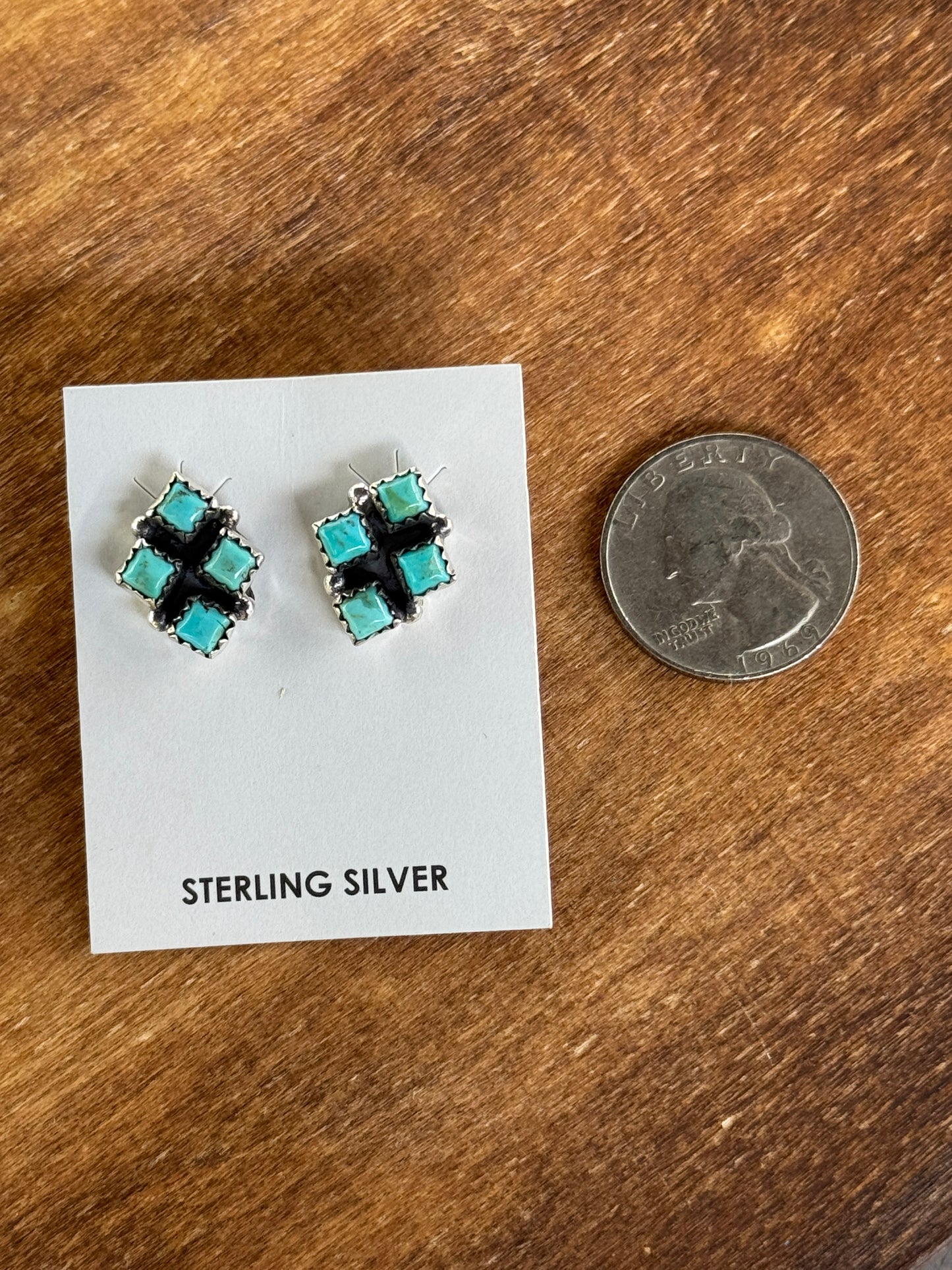 Turquoise Diamond Cluster Earrings