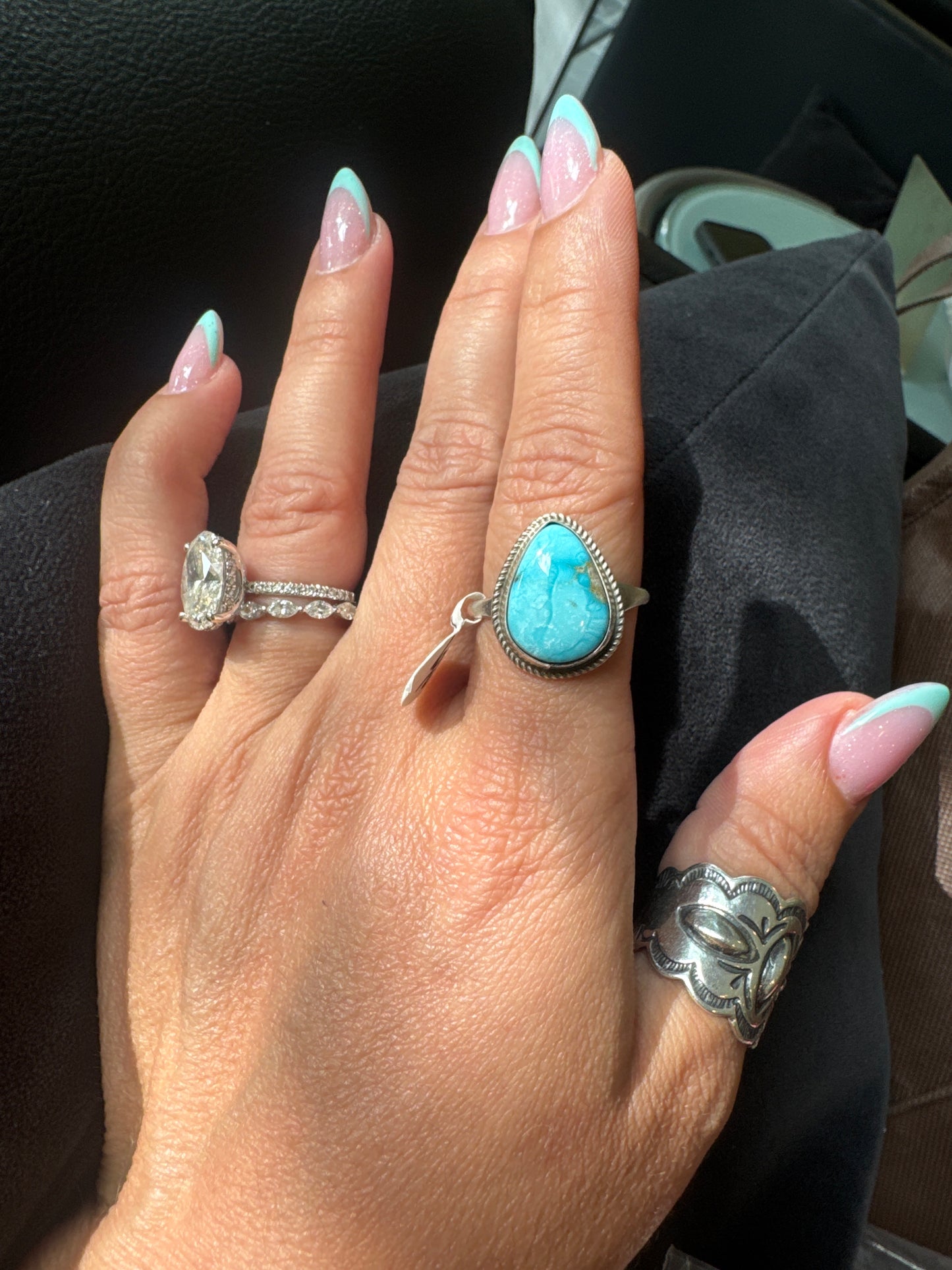 Turquoise teardrop Ring 9