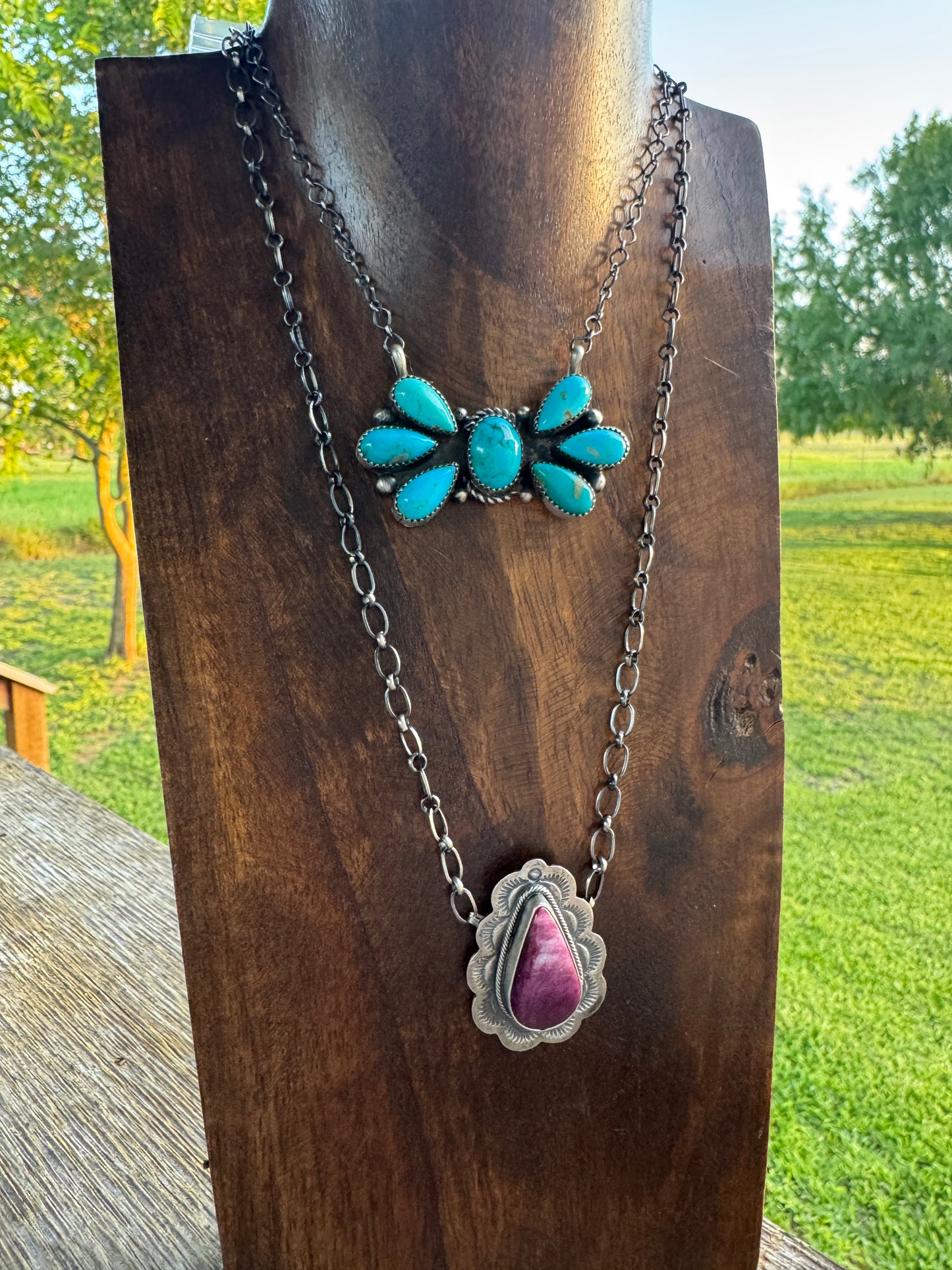 Turquoise Cluster Necklace (Bar style)