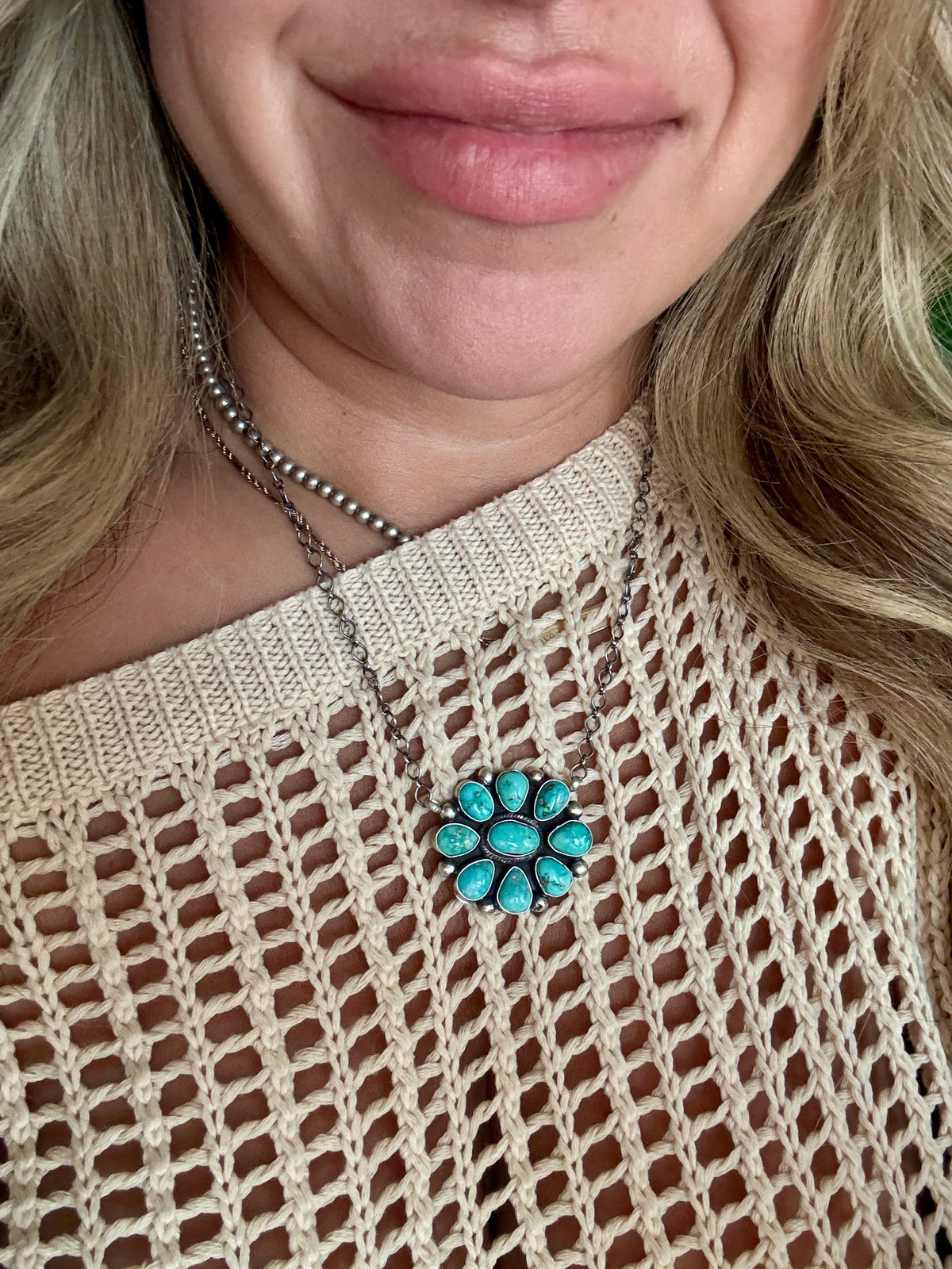 Carico Lake Turquoise Cluster Bar Necklace