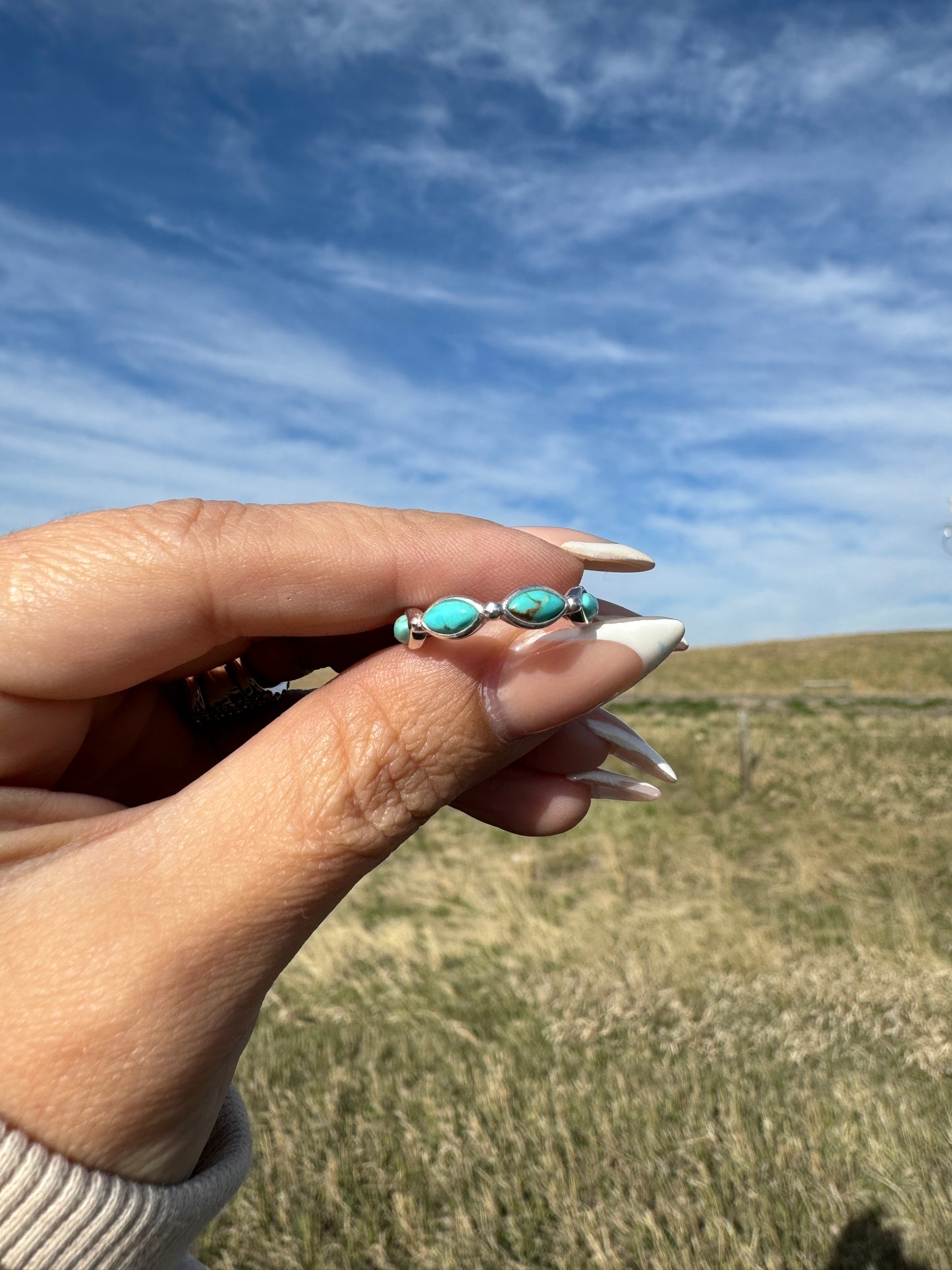 Turquoise eternity stacker ring