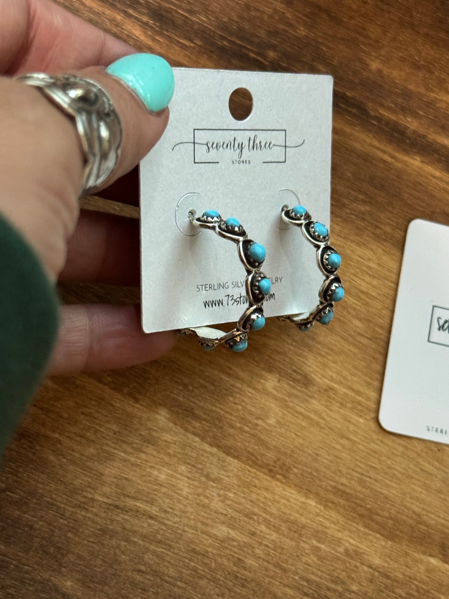 Sleeping Beauty 1" Zuni Handmade Hoops
