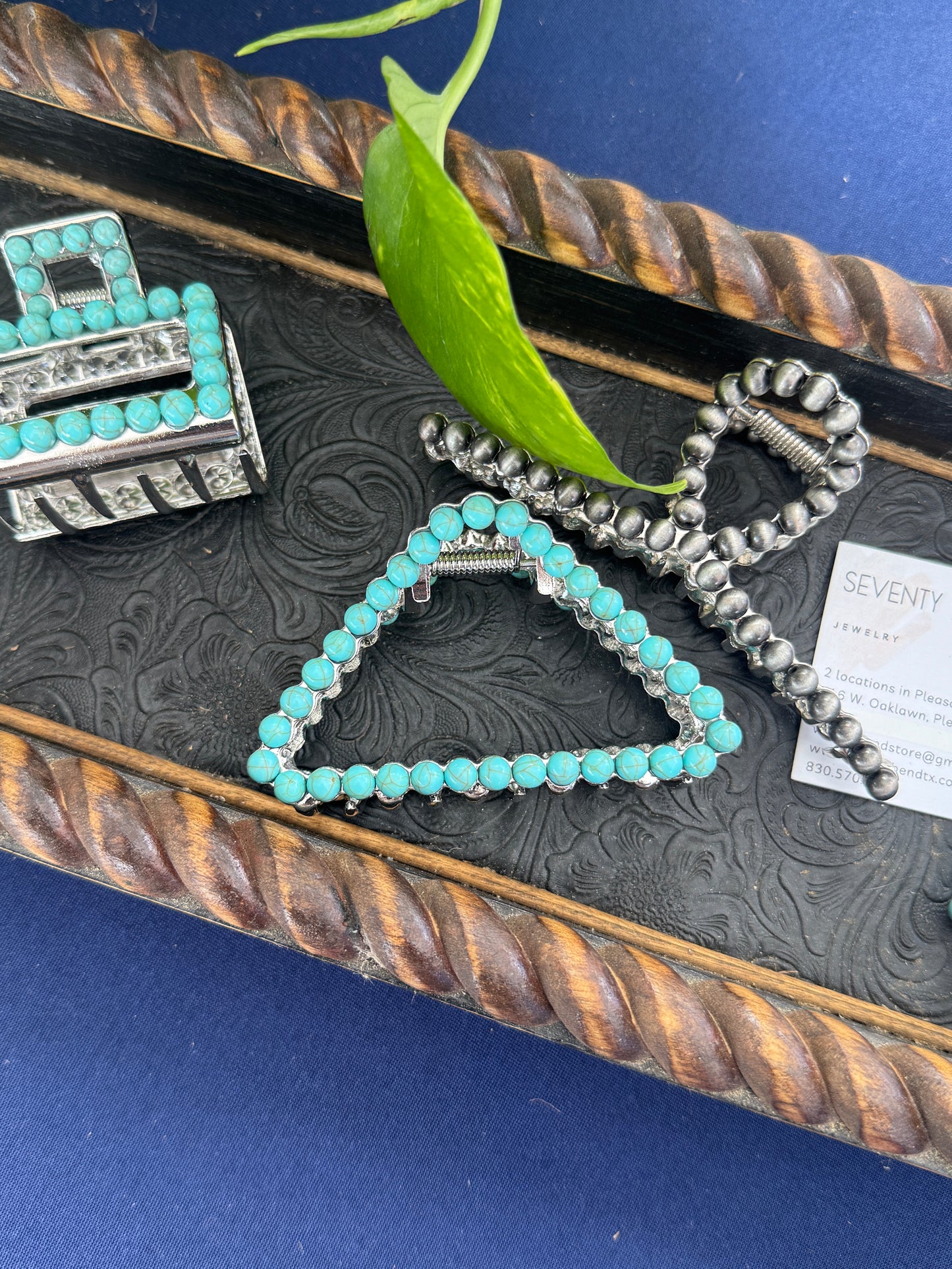 Triangle Faux Turquoise Hair Claw Clip