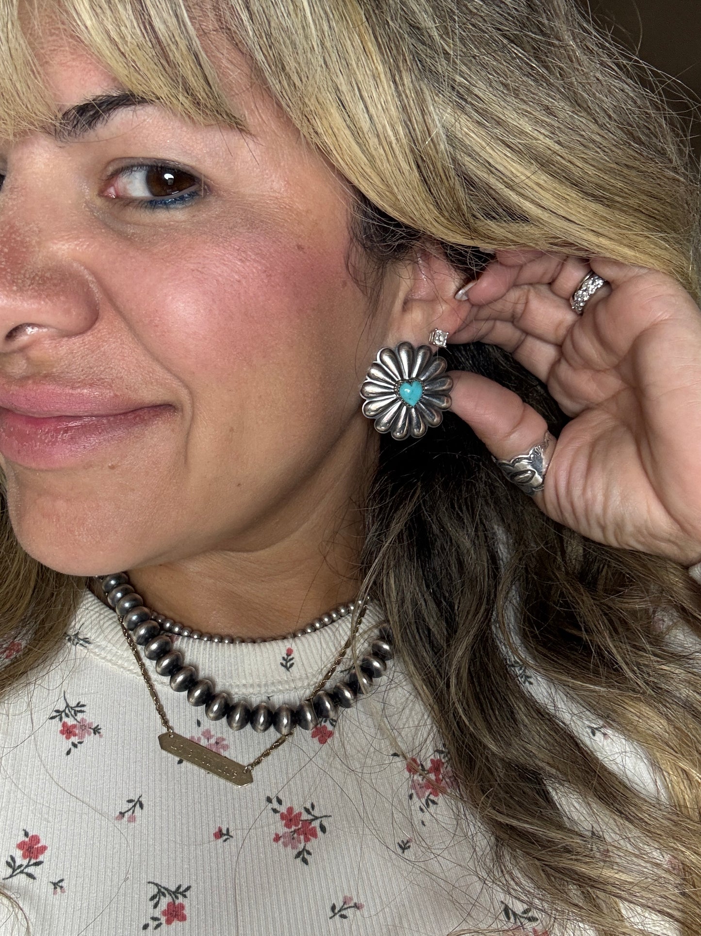 Kingman Heart Concho Earrings by TY ETSSITY