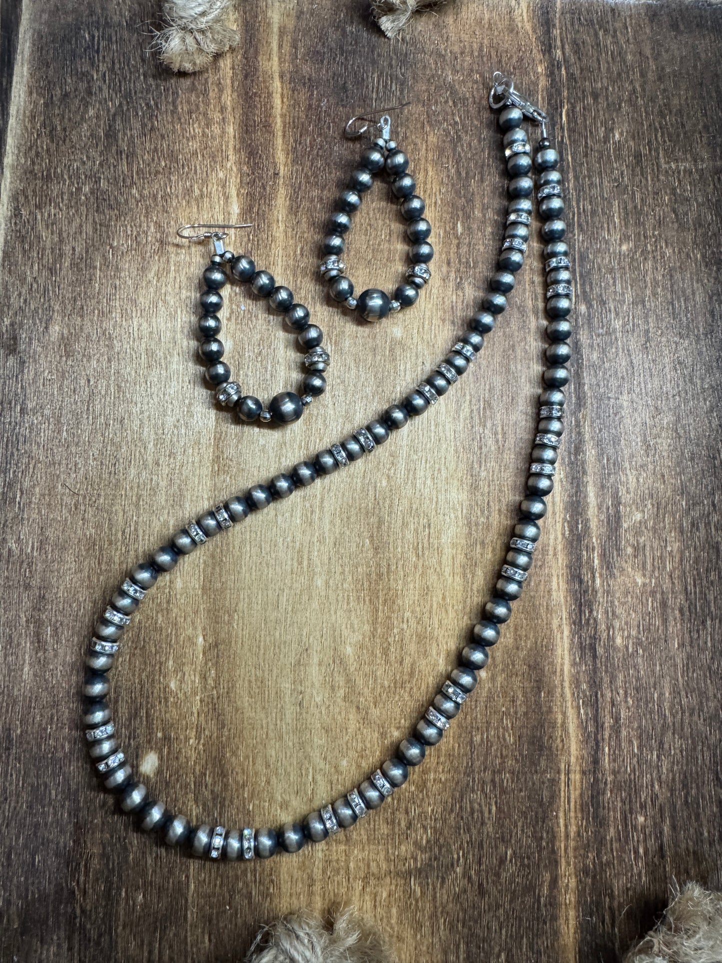 6mm 20” Navajo Pearls with crystals