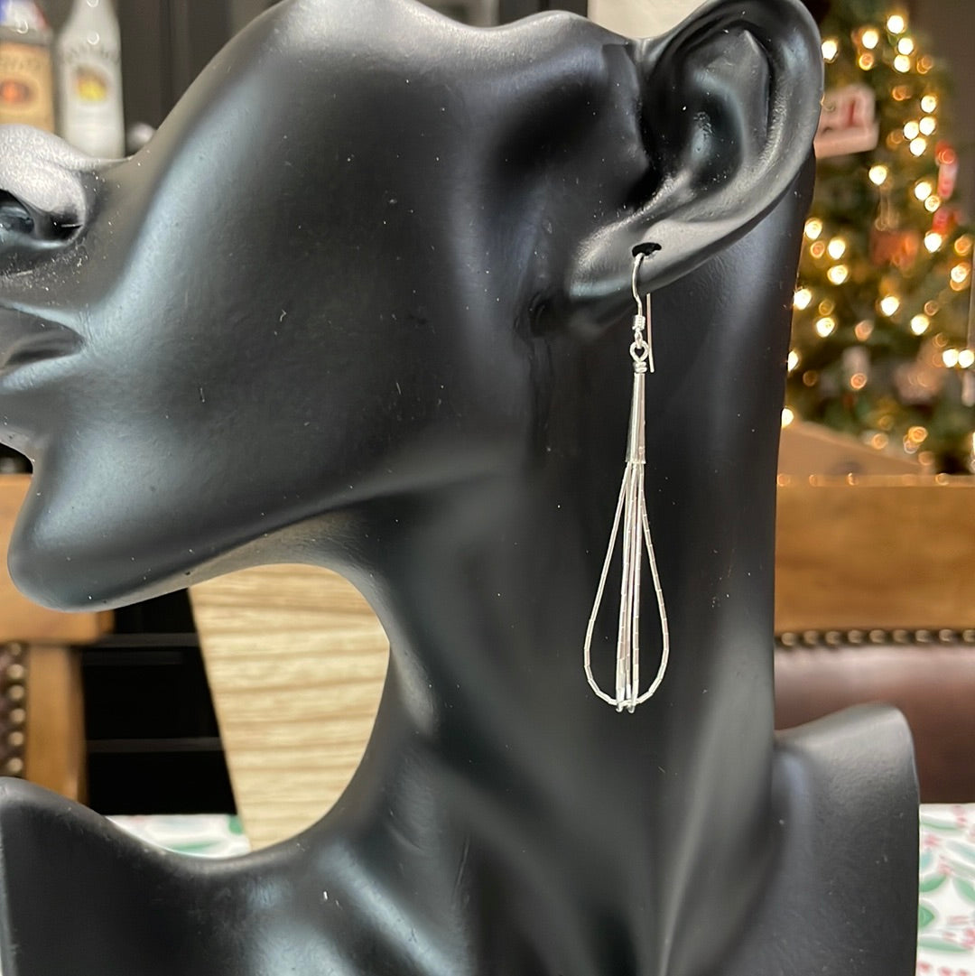 Liquid Silver 3 Strand Teardrop Earrings