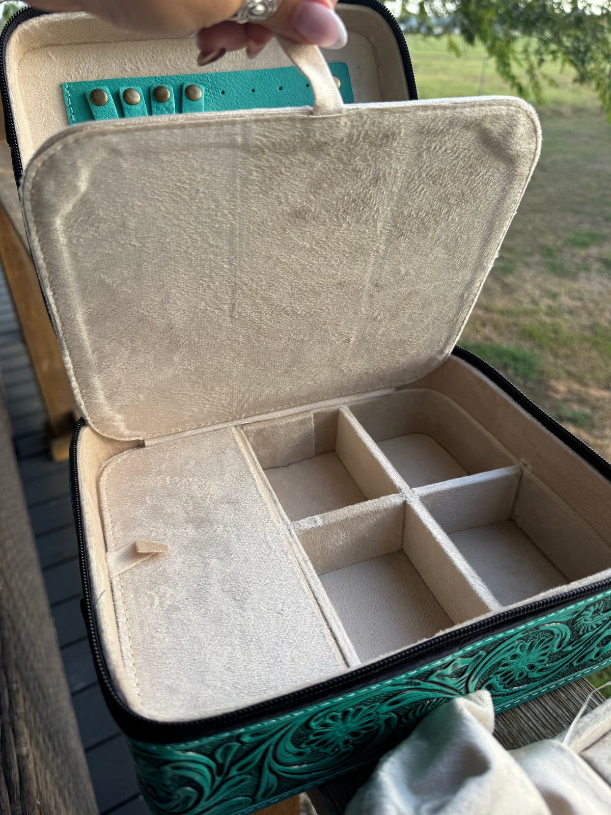 Brown Leather Jewelry Case Square