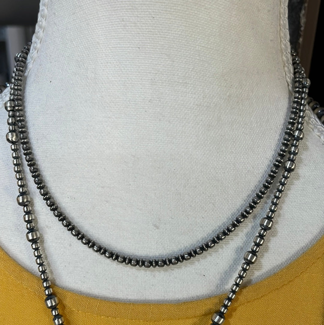 3mm Saucer Navajo Pearl Necklace 18”