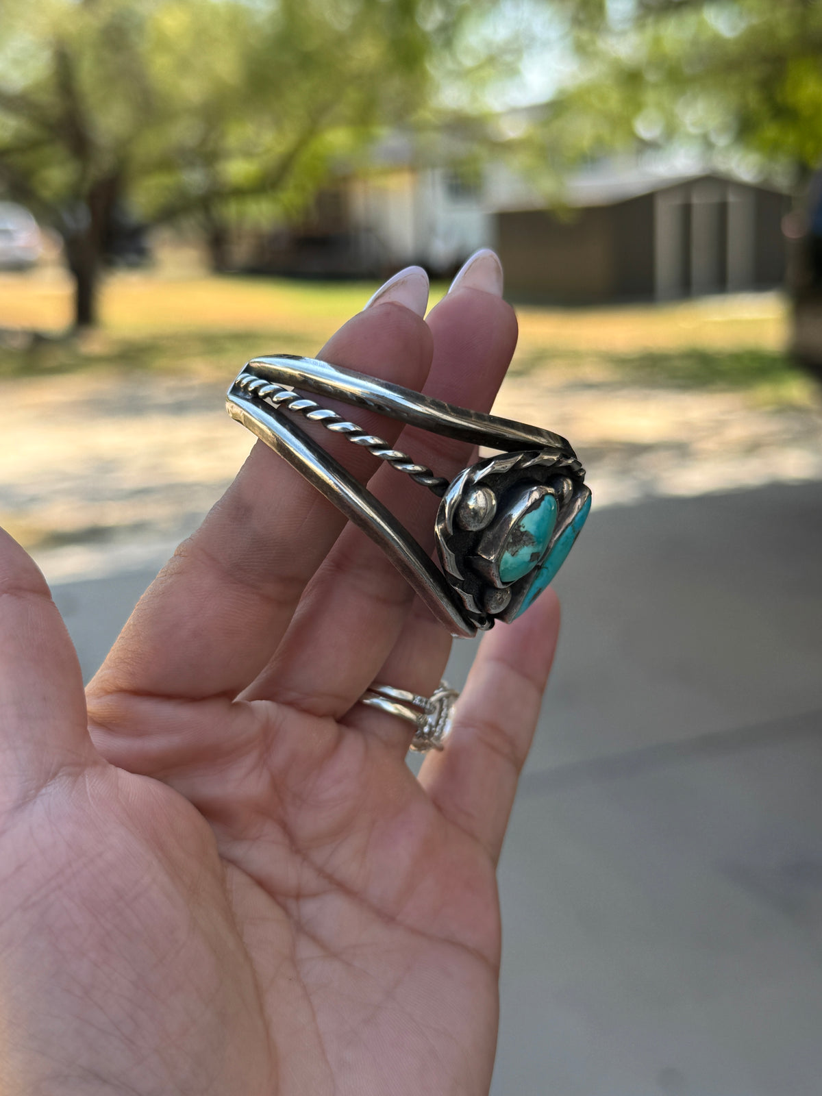 Vintage cuff three stone, Turquoise 
