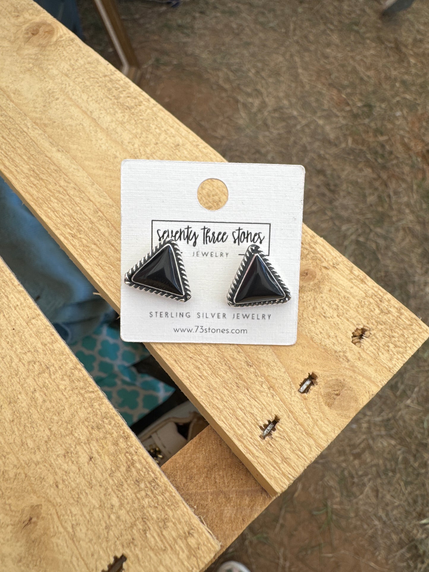 1/2” Black onyx Triangle Studs