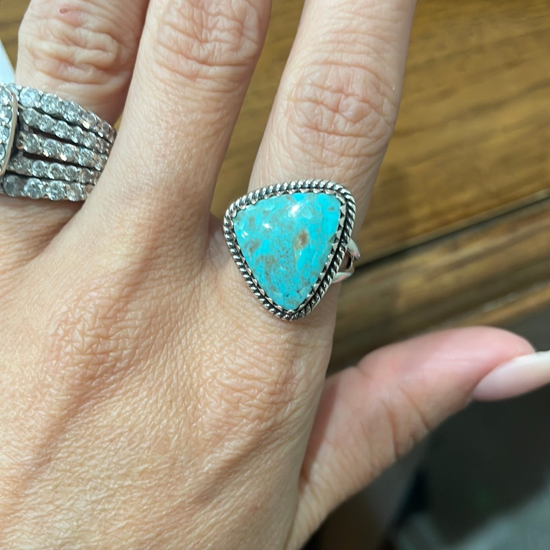 Turquoise triangle Ring size 8