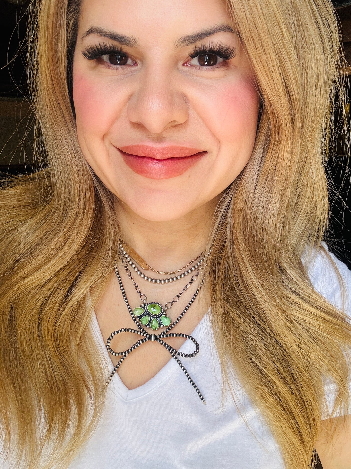 18” Sonoran Gold Turquoise Cluster on silver adjustable chain