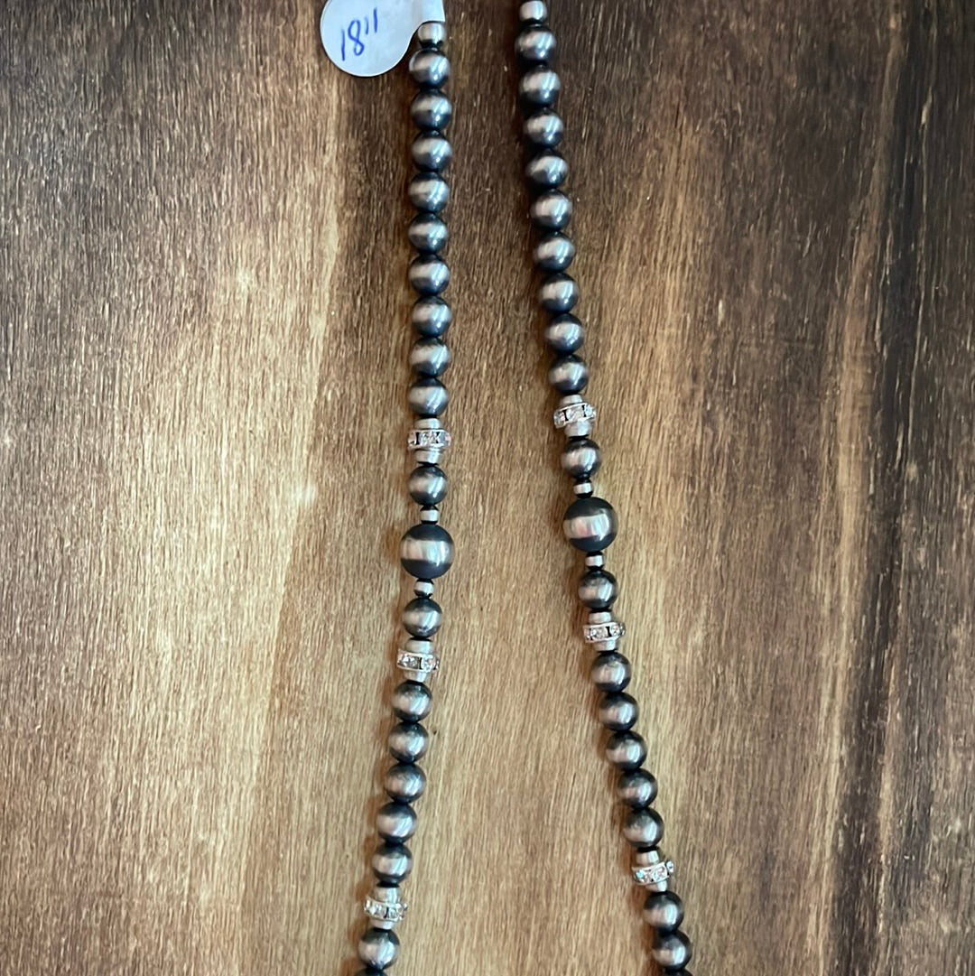 6mm 18" Navajo Pearls with Diamonds (Swarovski)