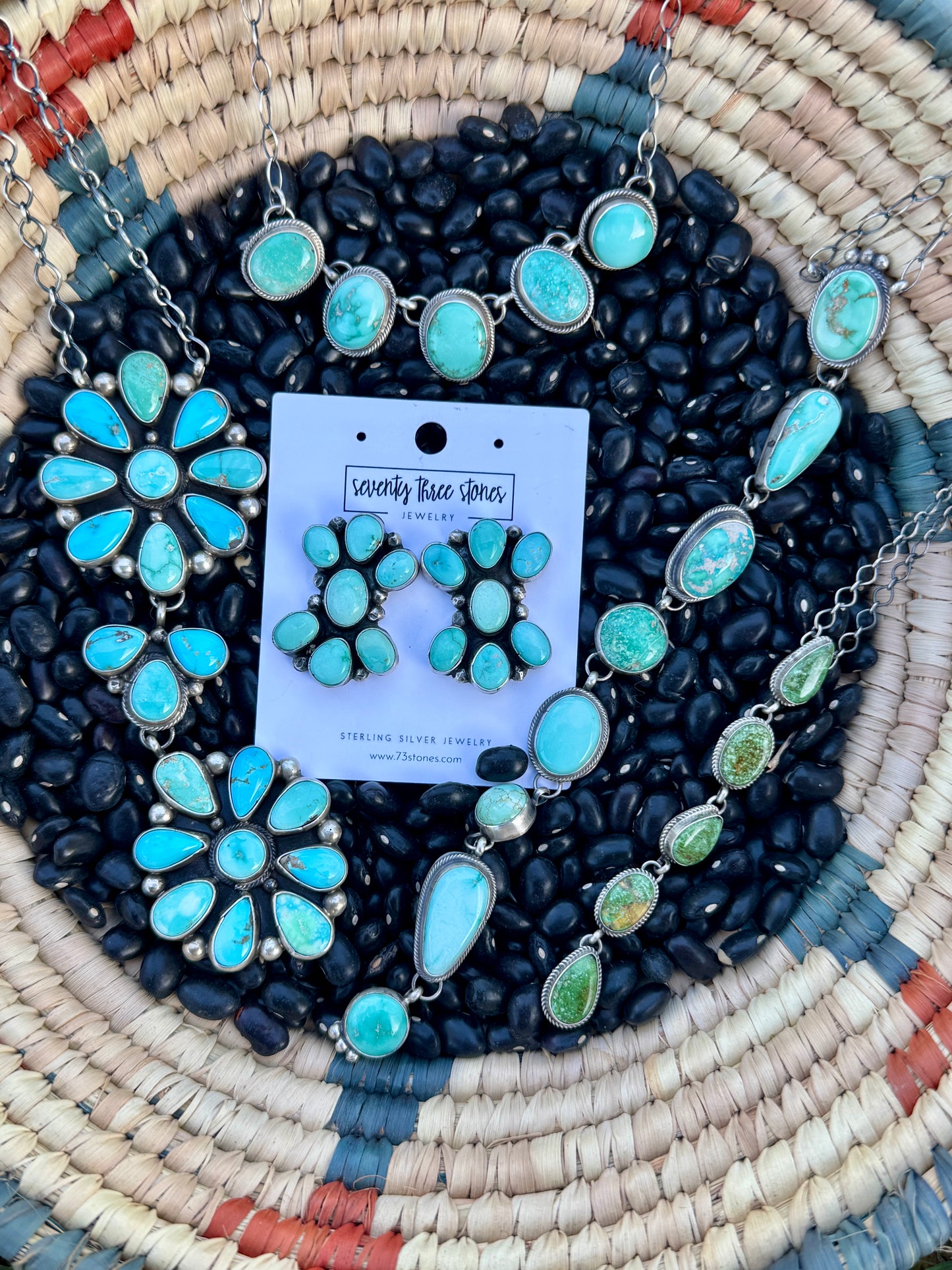 #2- 7 Stone Turquoise Cluster Earrings