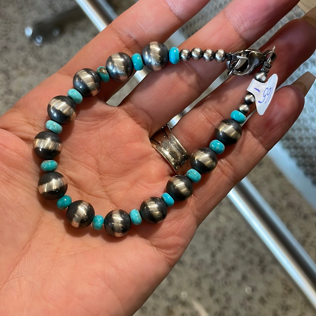 9mm and Turquoise Navajo Pearls Bracelet