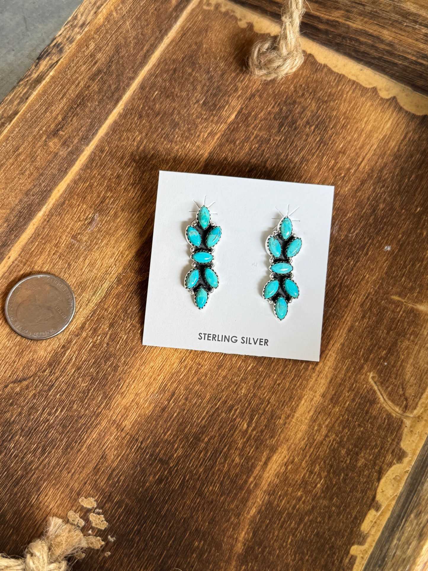 Turquoise Diamond Cluster Earrings
