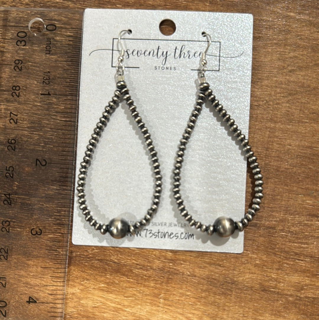 3” 3mm teardrop Sterling Saucer Pearl earrings