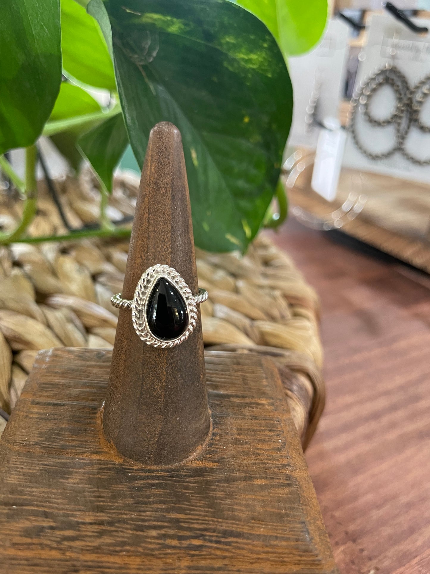 Black Onyx Ring size 6 Teardrop