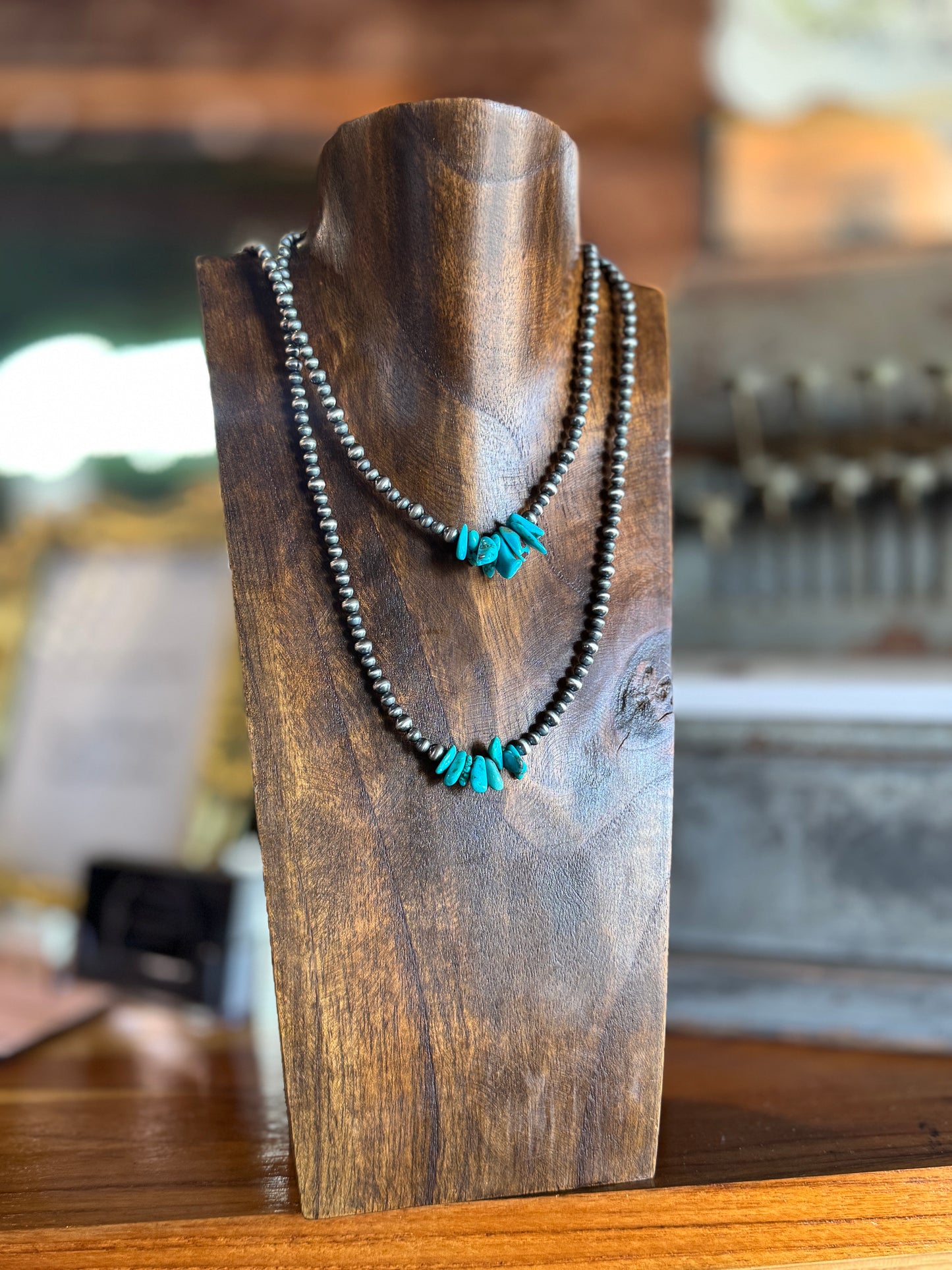 Blue Turquoise Nugget 17” 4/5mm pearls