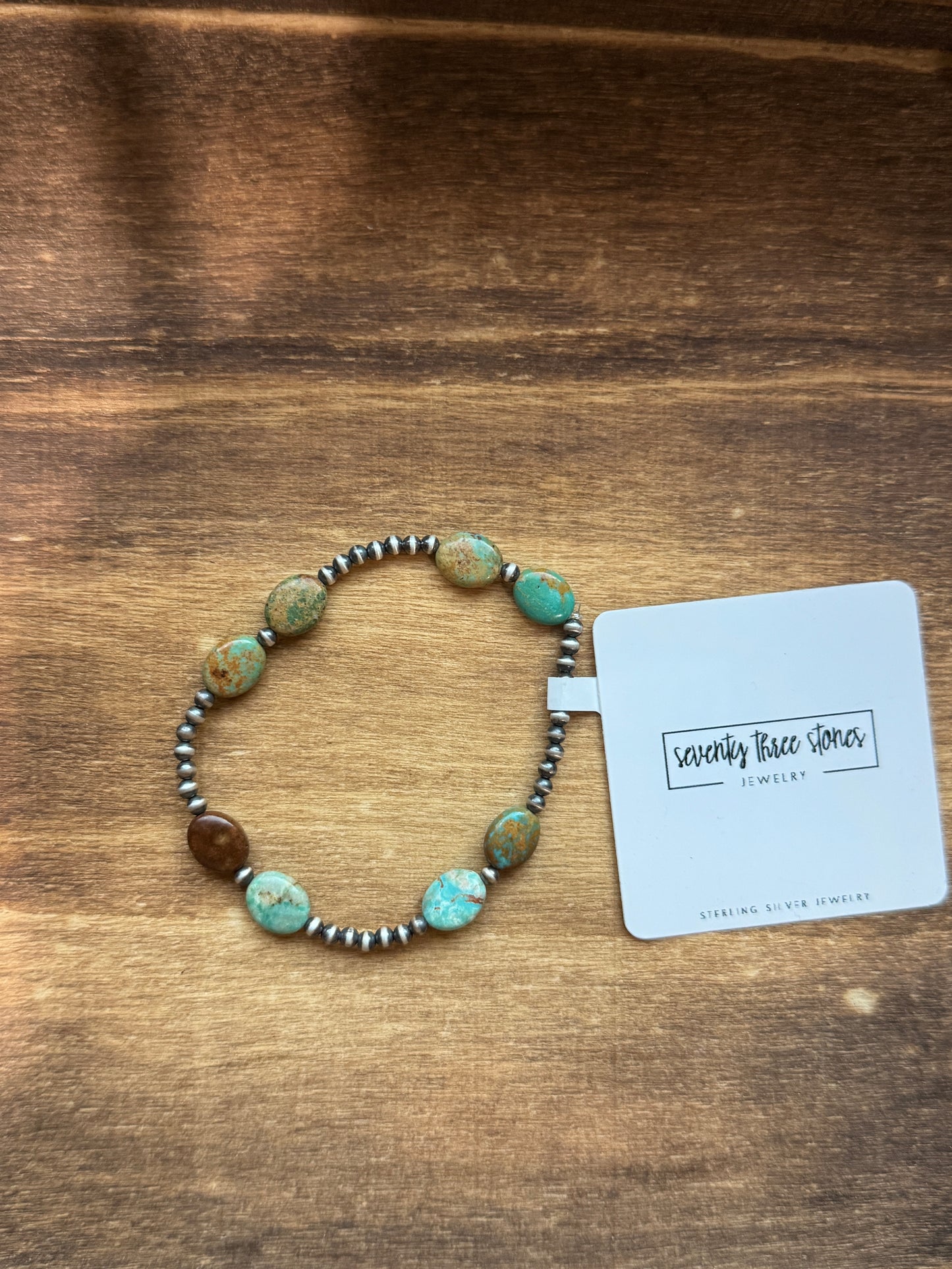 Green Brown Turquoise Stretch Bracelet