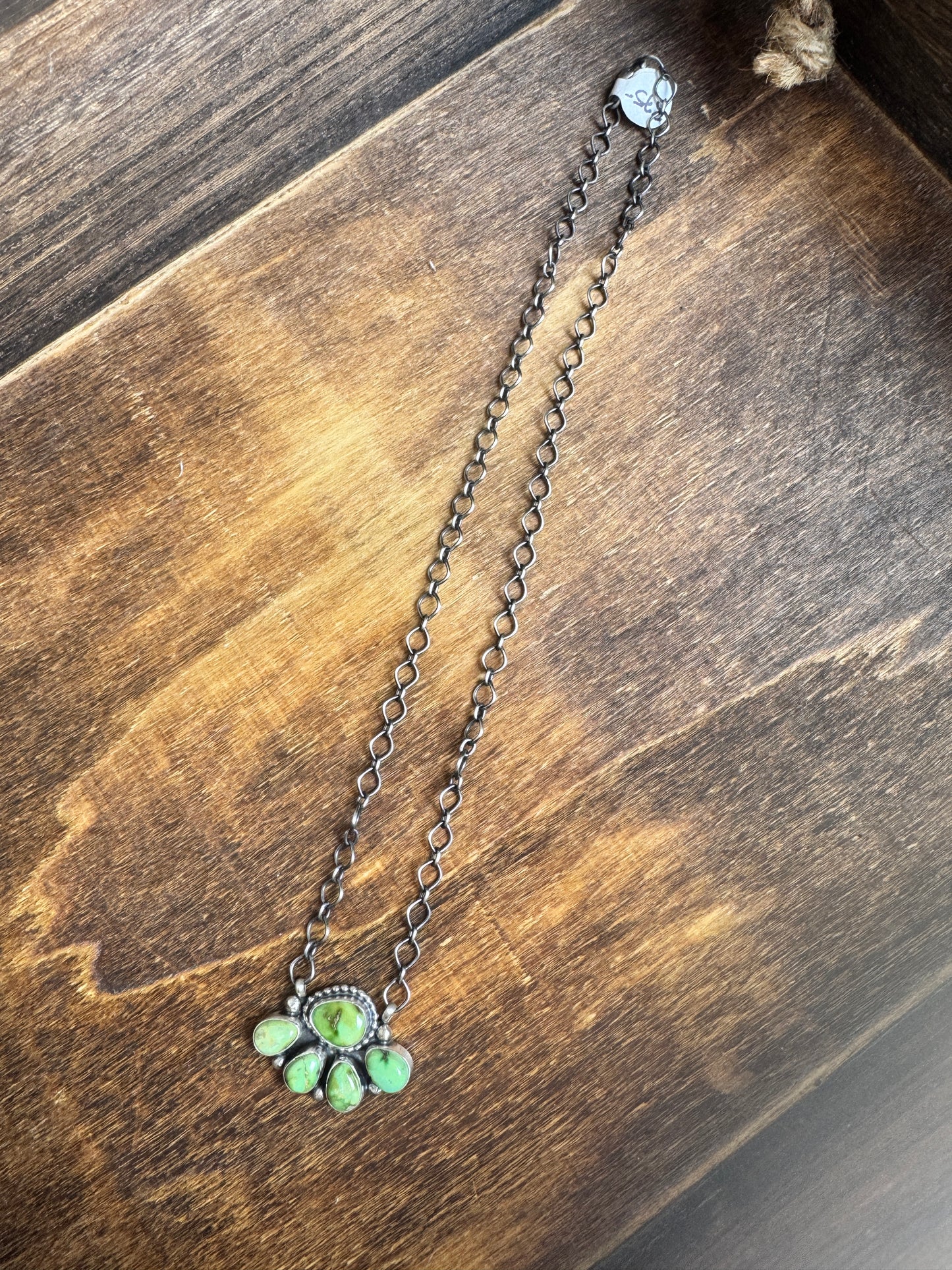 18” Sonoran Gold Turquoise Cluster on silver adjustable chain