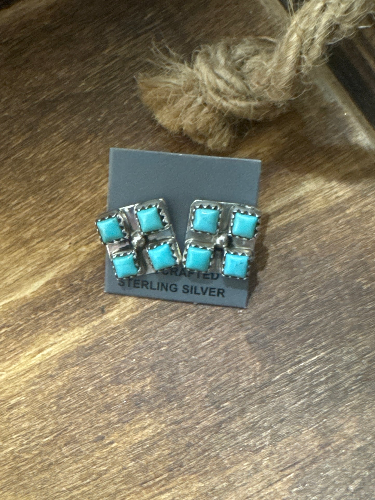 Turquoise square 4 stone cluster