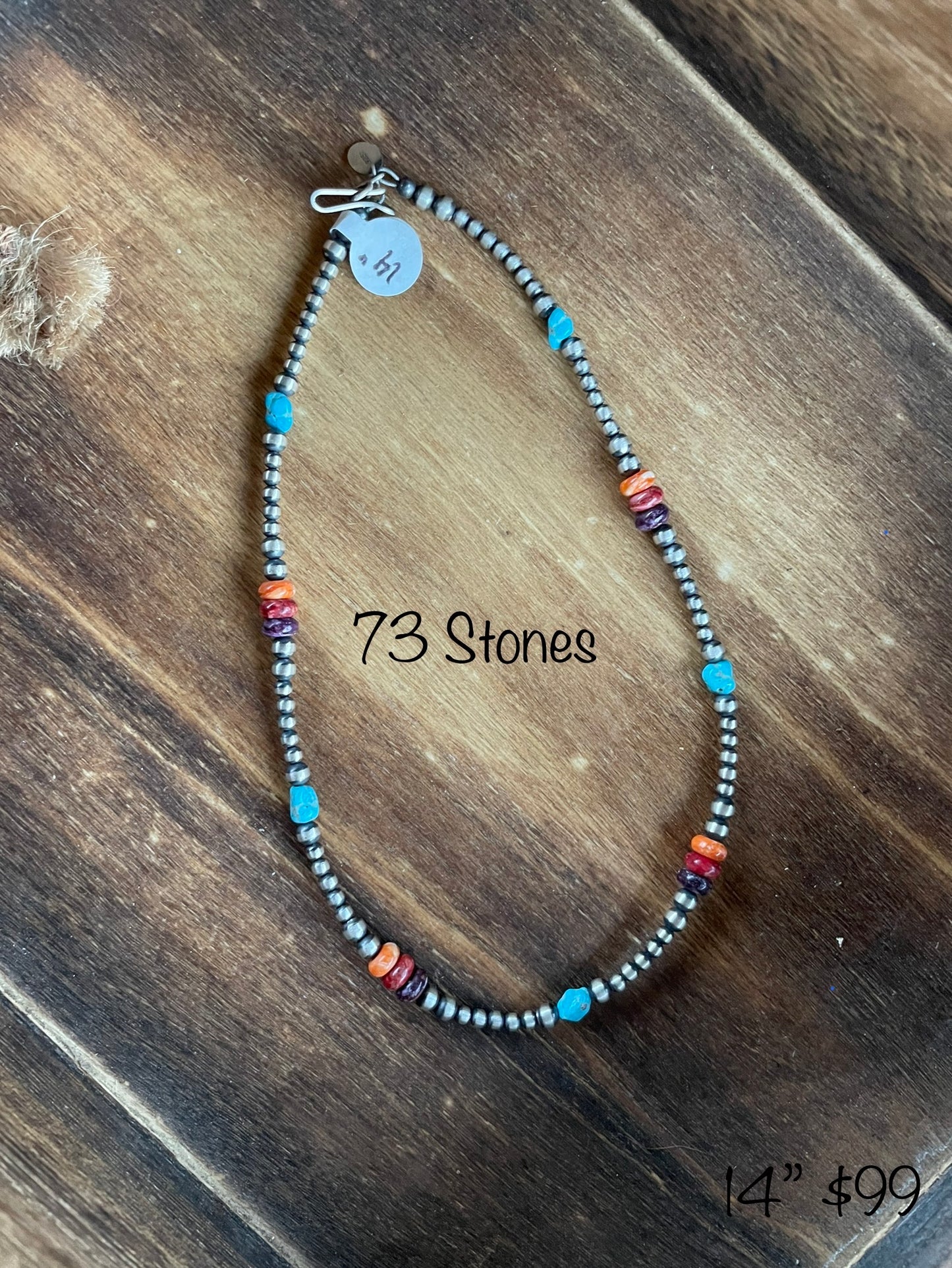 14” Multicolor with 4mm 5mm Navajo Pearls Necklace