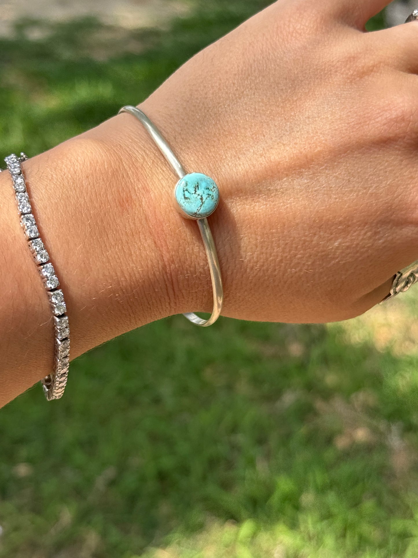 Circle Turquoise Stone Cuff