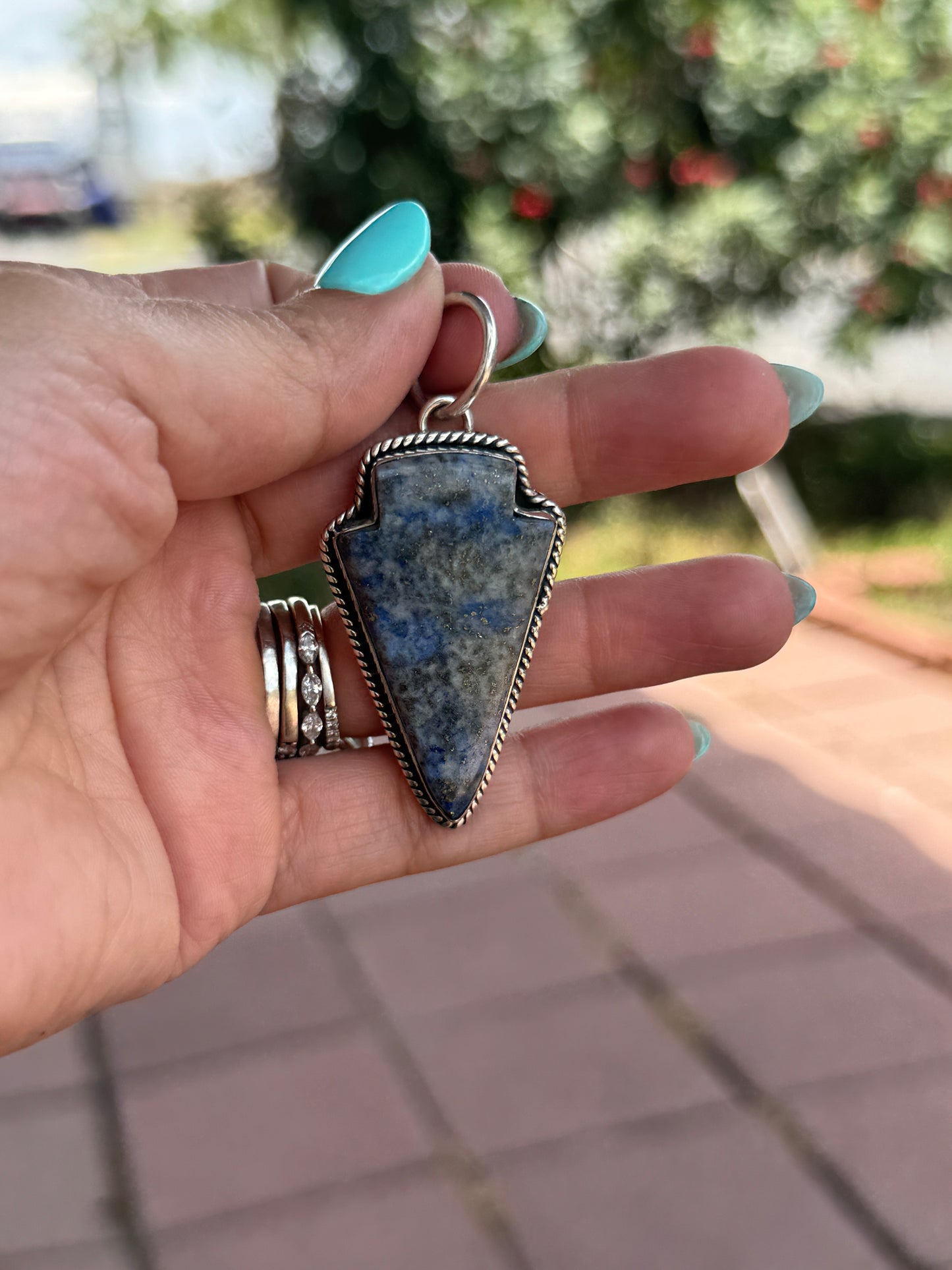 Lapis Denim Arrowhead Pendant