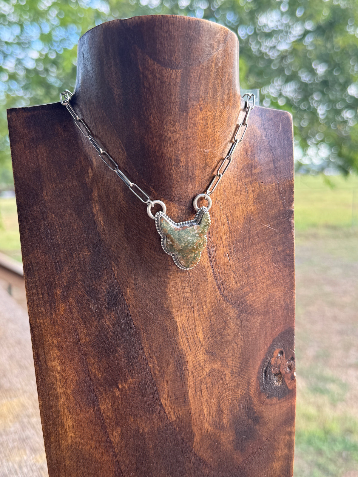 Turquoise Cow Head Bar Necklace