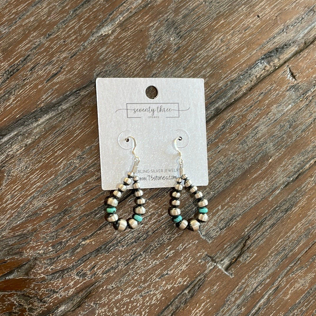 The Turquoise Leah - 2” Mini Navajo Pearl turquoise Teardrop