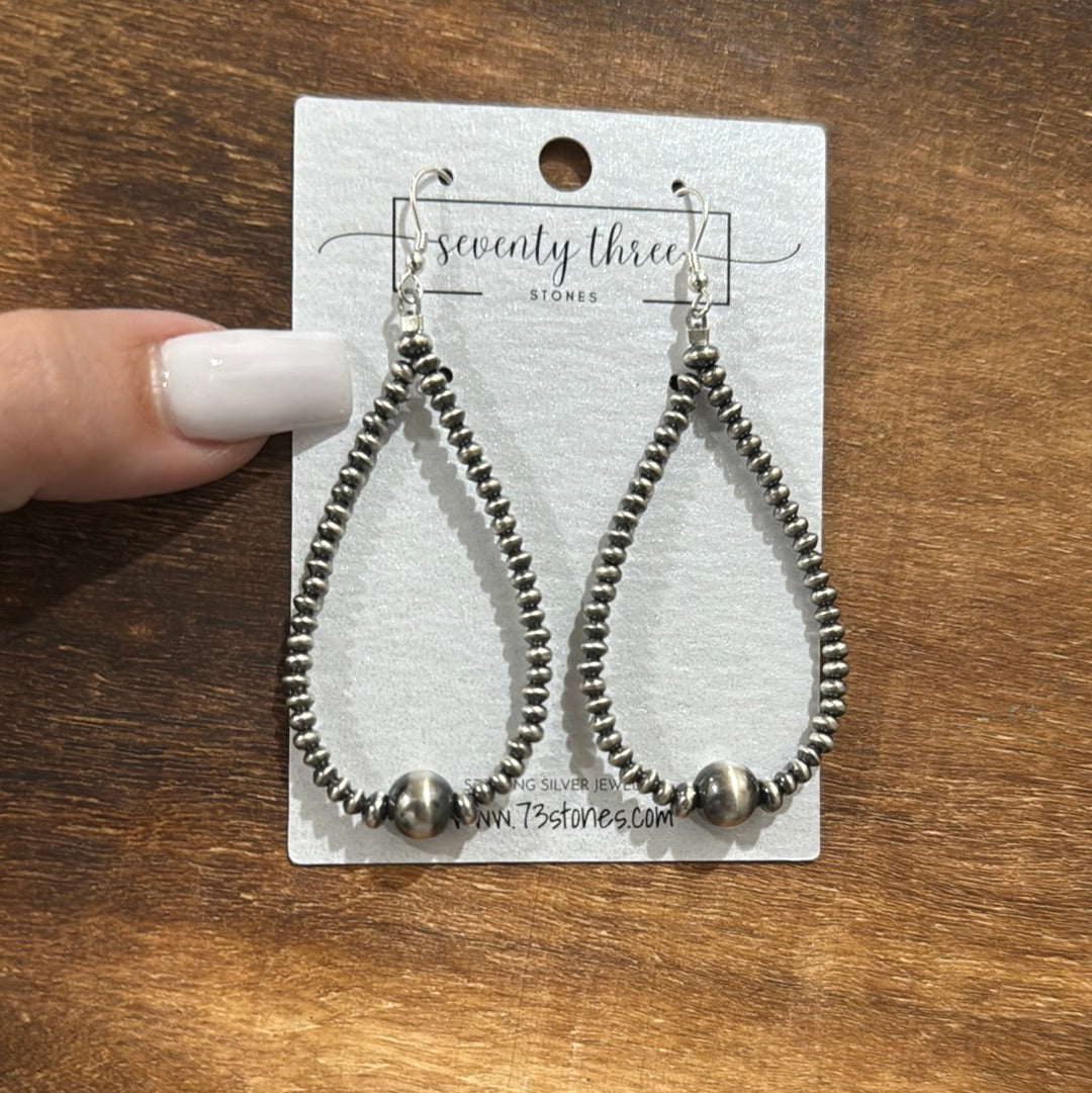 3” 3mm teardrop Sterling Saucer Pearl earrings