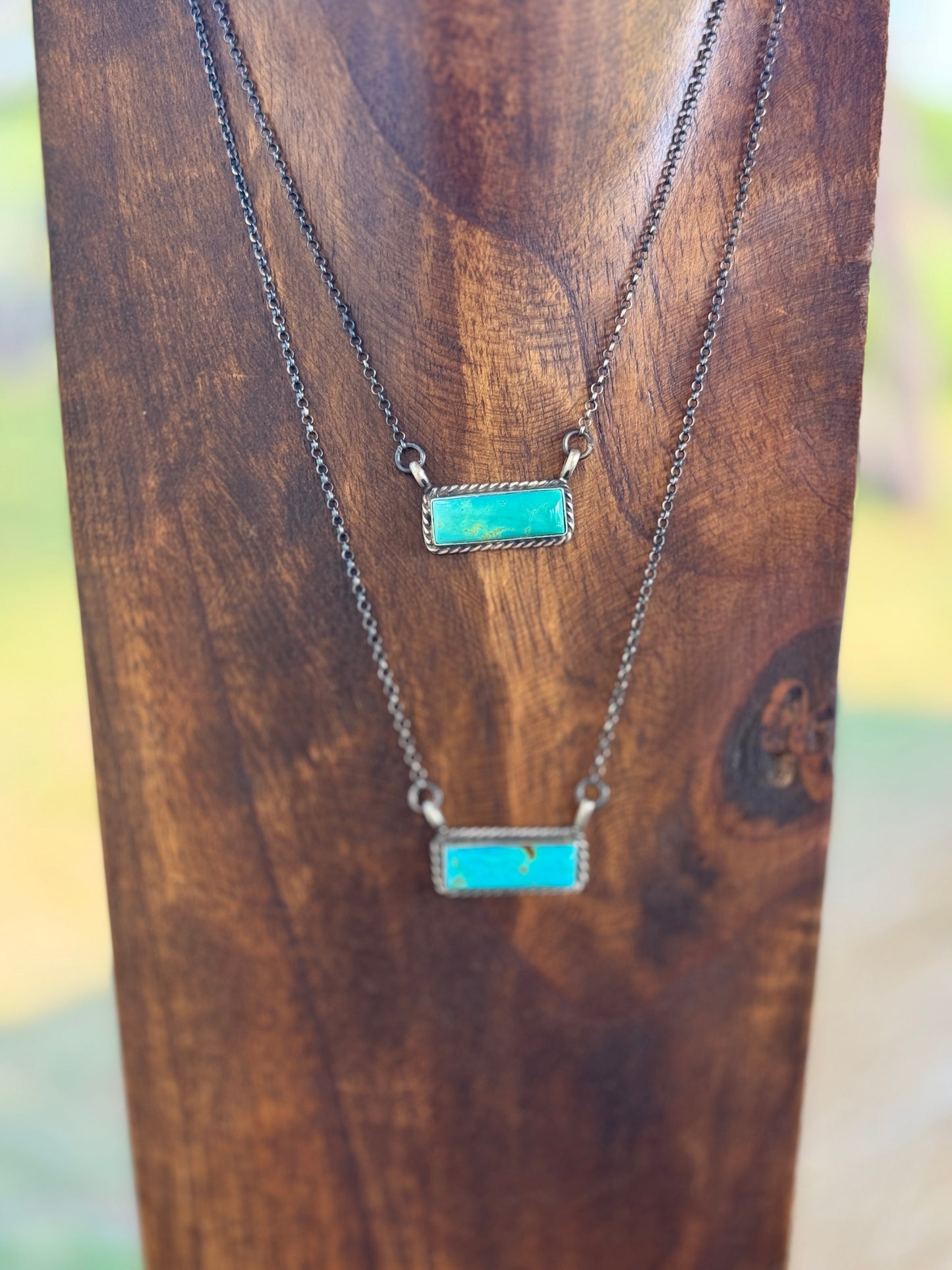 Turquoise Bar Necklace Green