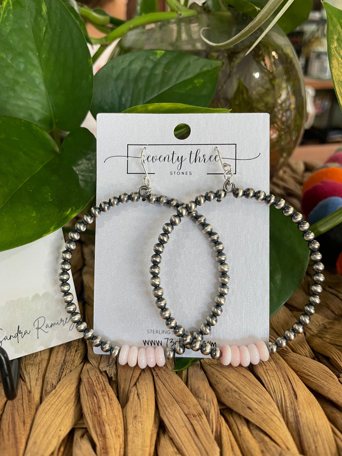 4mm Round Hoops with Pink Conch 2.75"