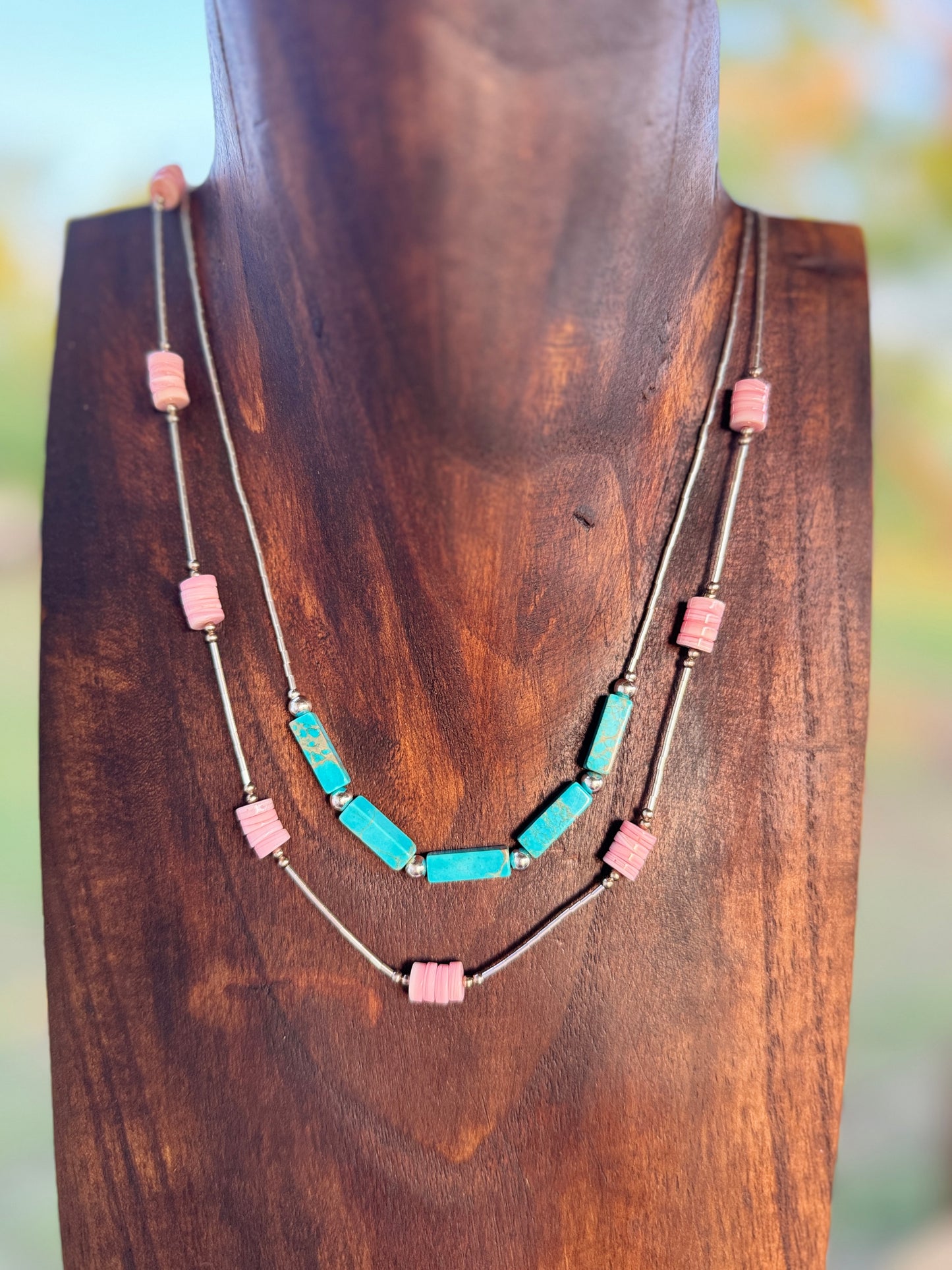 Liquid Silver Necklace - 18” - pink Conch