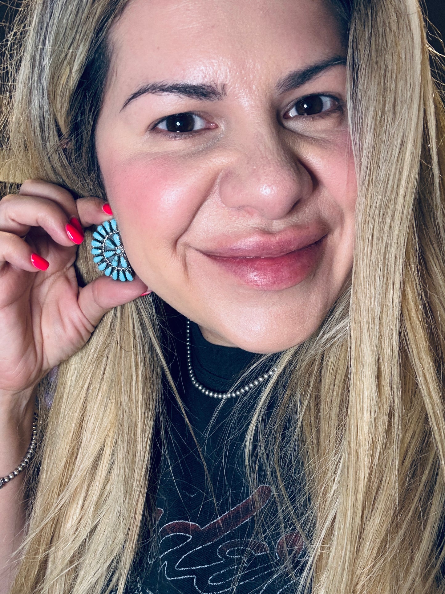 Half Cluster Turquoise earrings 1.5”