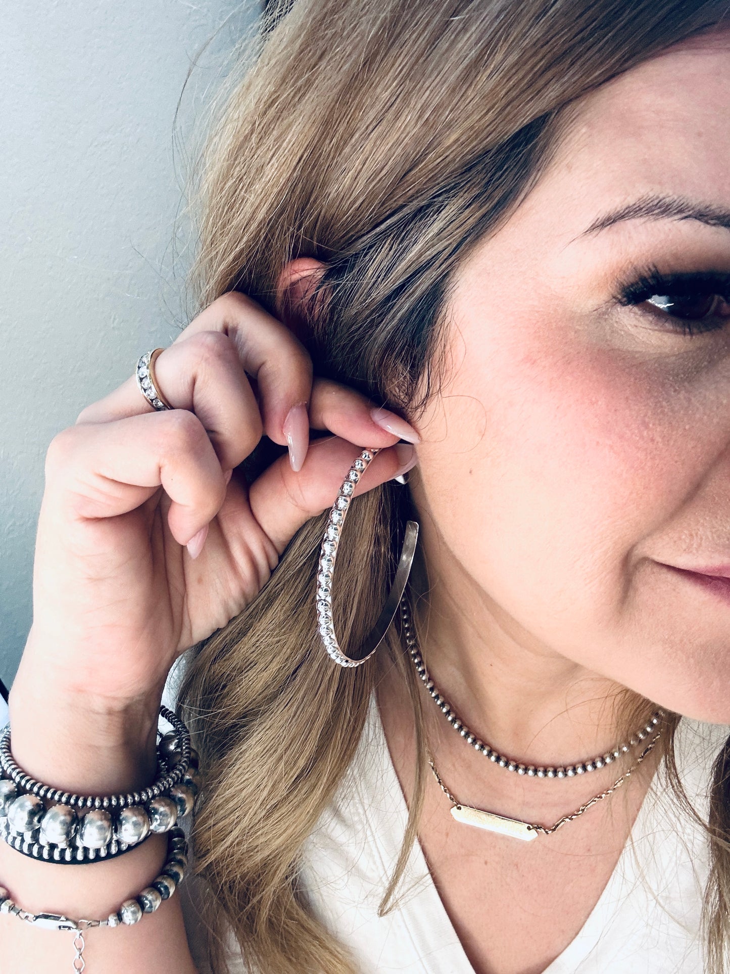 XL Silver Hoop Ball Earring