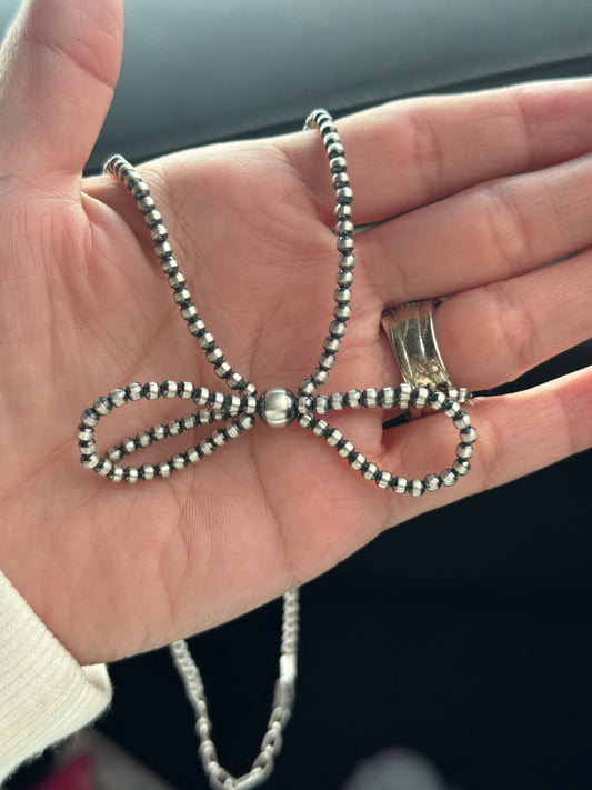 14” Bow Necklace 3mm OxyBead + 2” extender