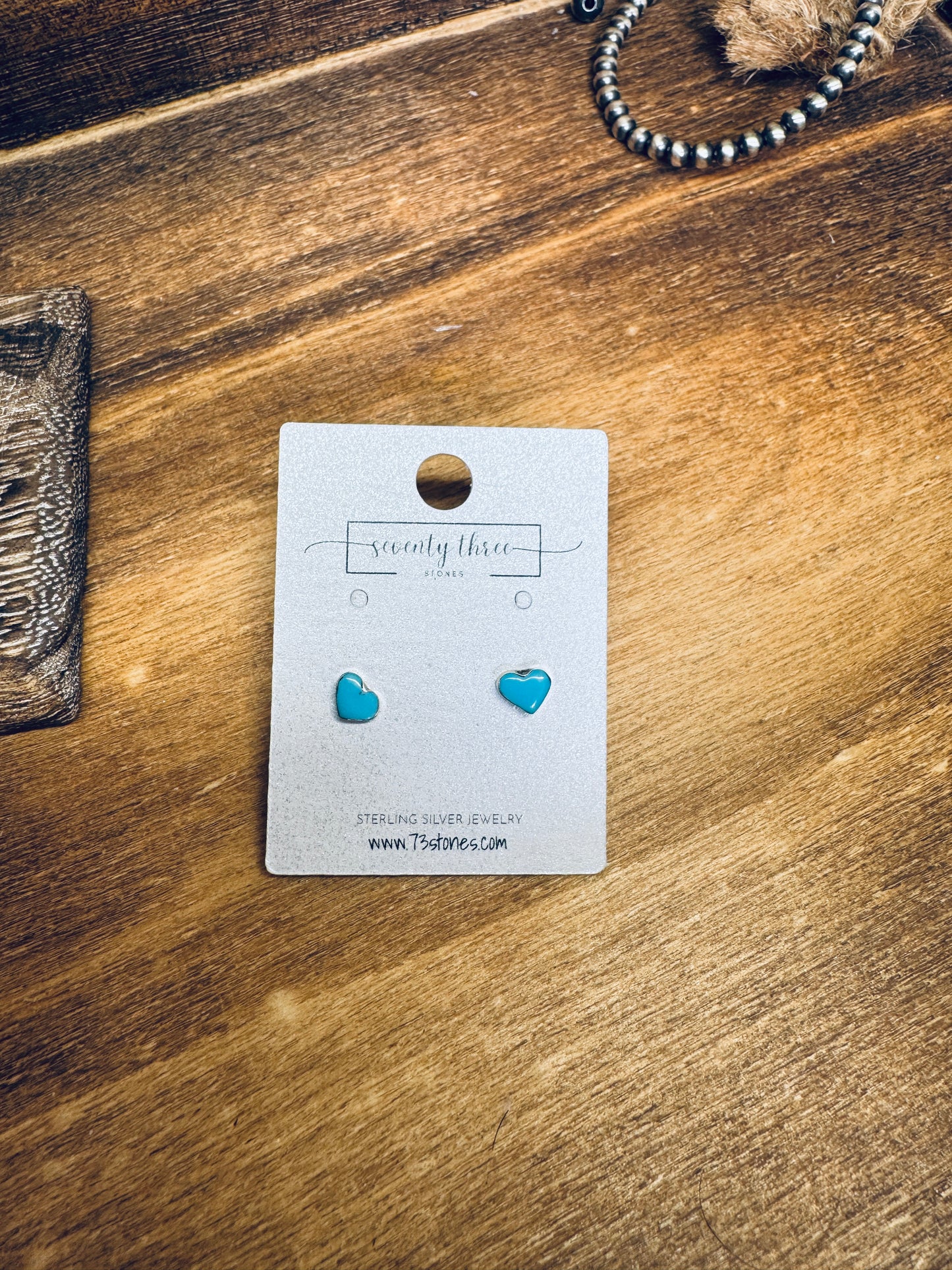 The Mini Heart Stud Turquoise