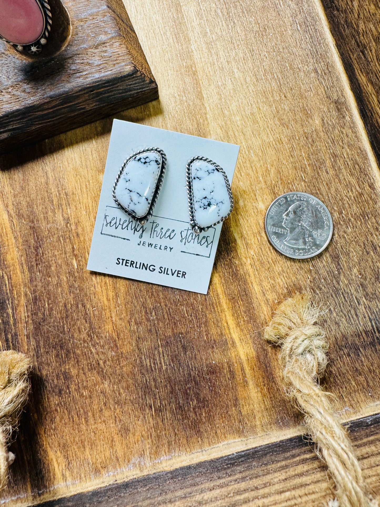 Virginia Becent 1” white buffalo Stud Earrings