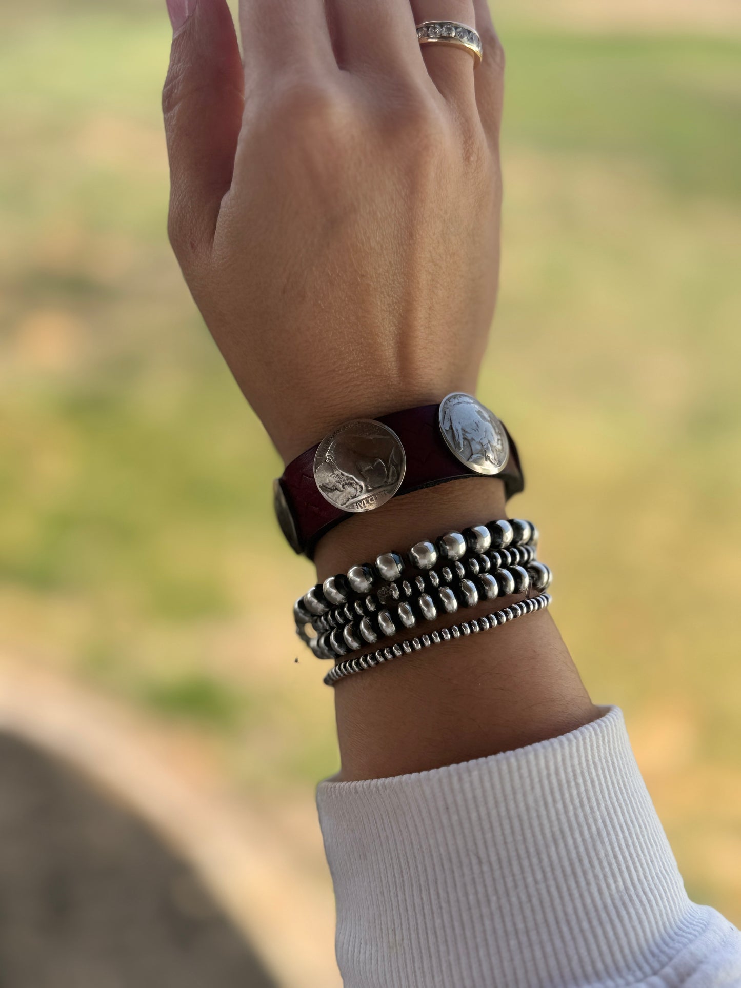 Leather Bracelet Nickel Red/Brown