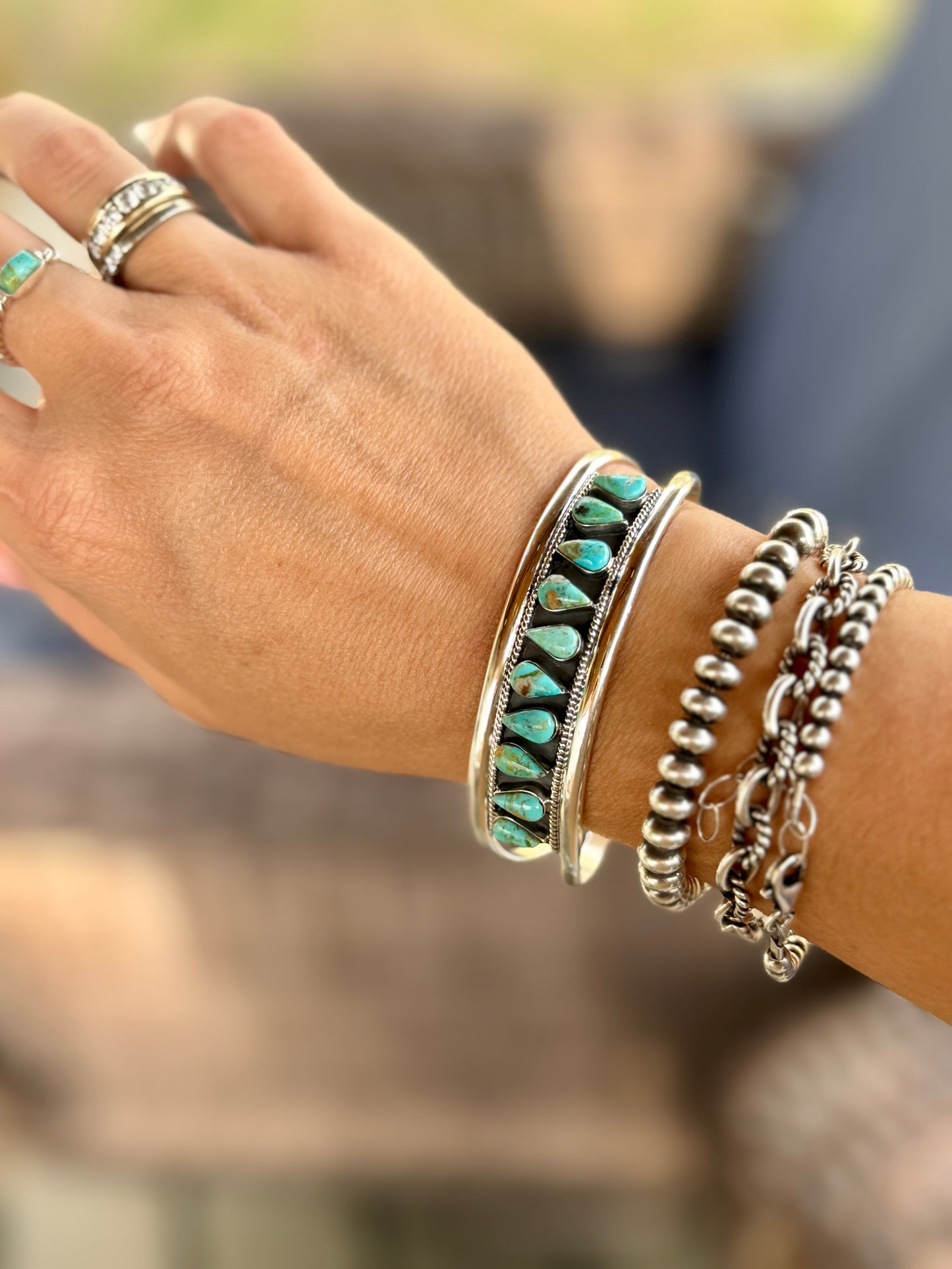 Turquoise Multi teardrop cuff