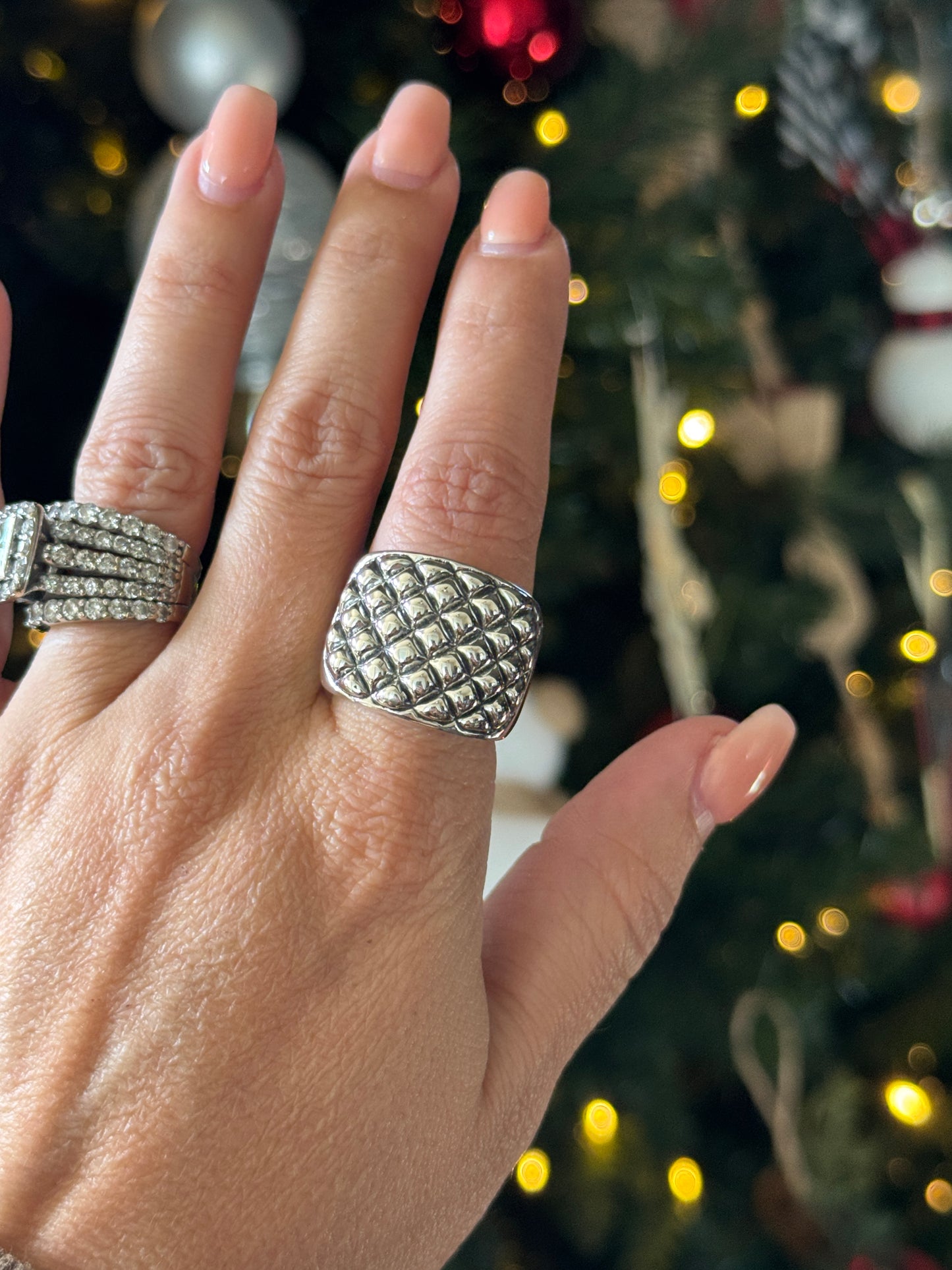 Studded 19mm Ring Sterling Silver