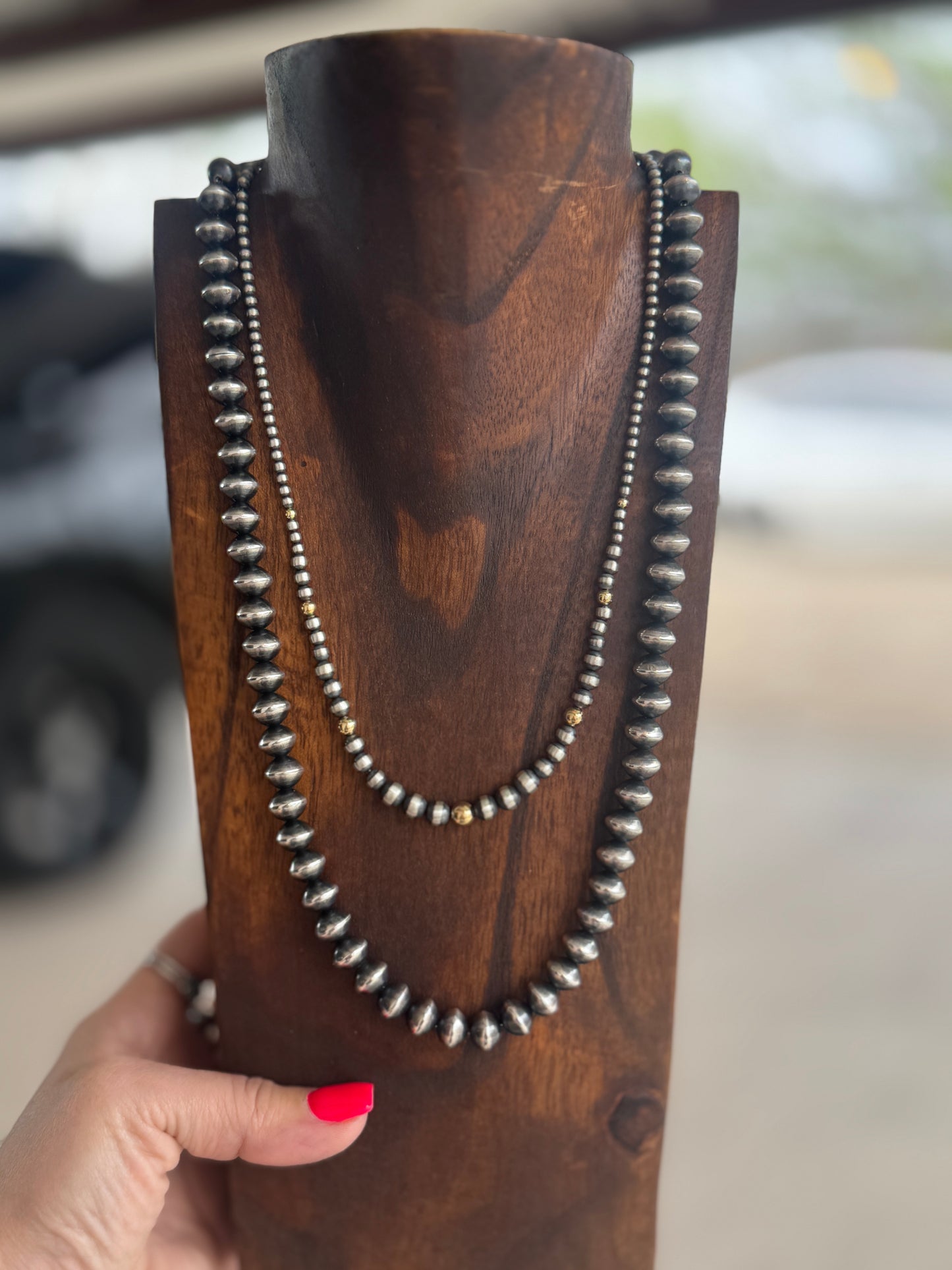 Graduated 18” 3mm 4mm 5mm 6mm Sterling and Gold Pearl Necklace